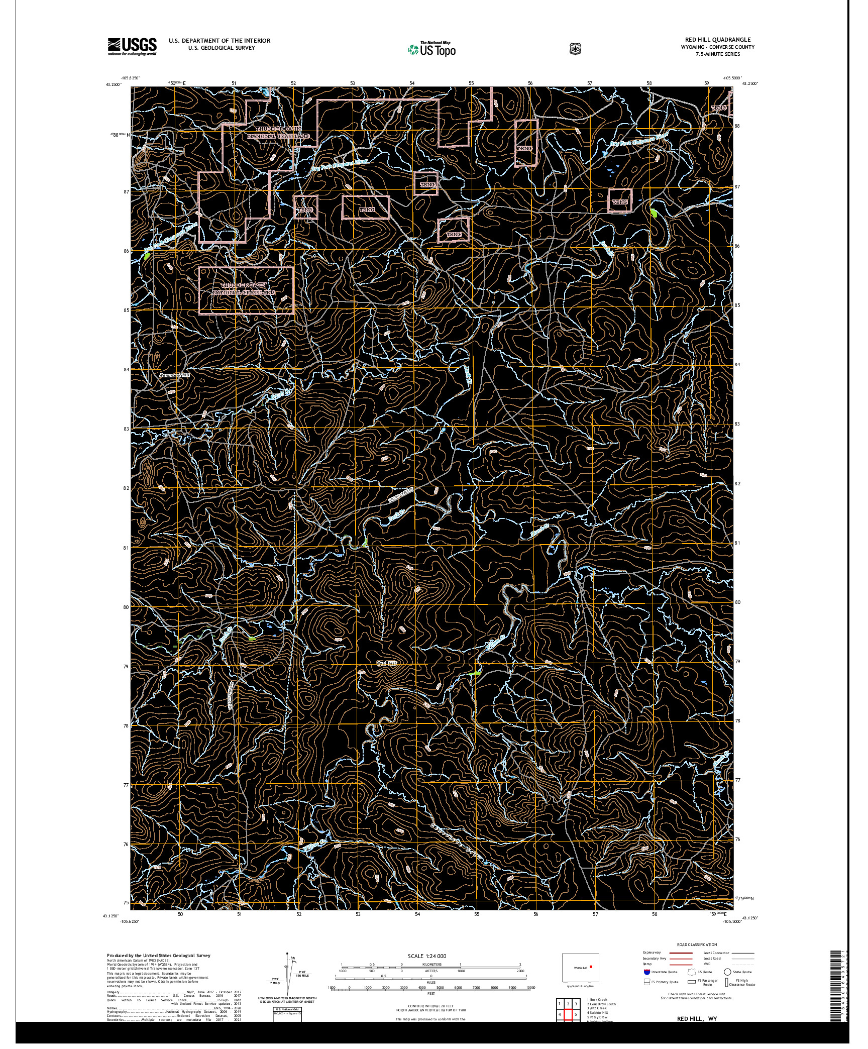 USGS US TOPO 7.5-MINUTE MAP FOR RED HILL, WY 2021