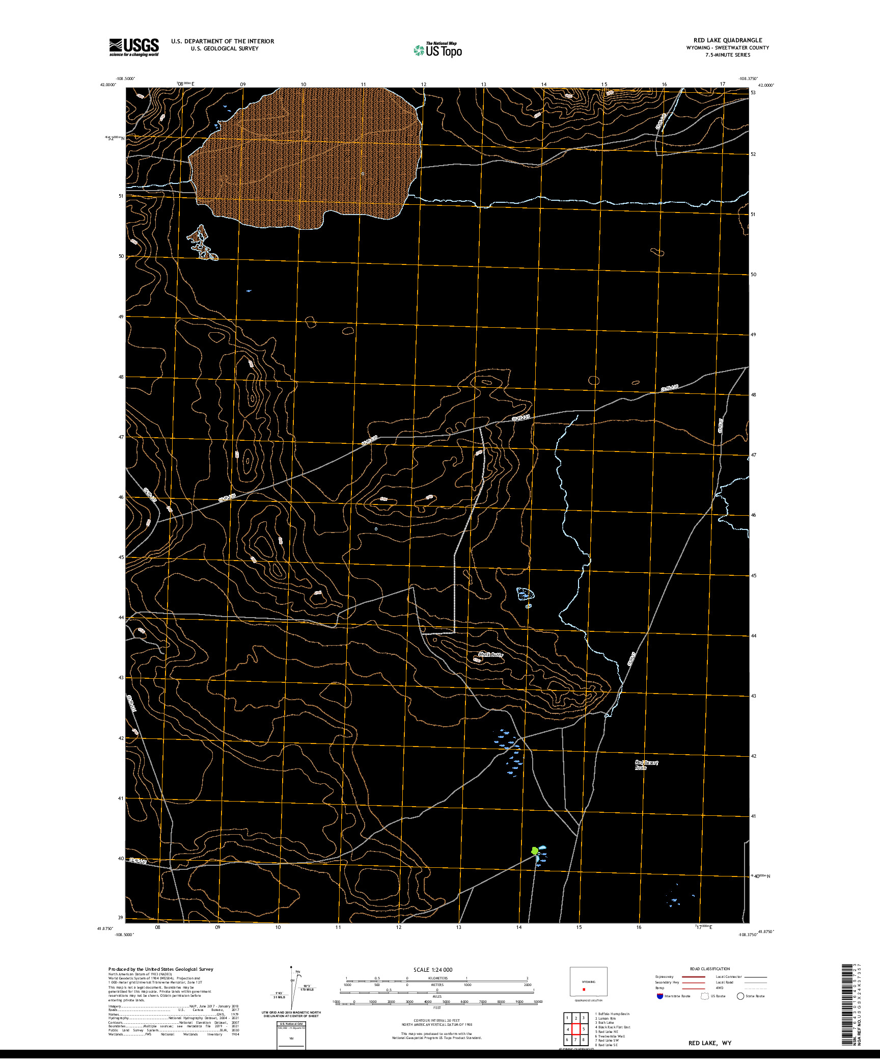 USGS US TOPO 7.5-MINUTE MAP FOR RED LAKE, WY 2021