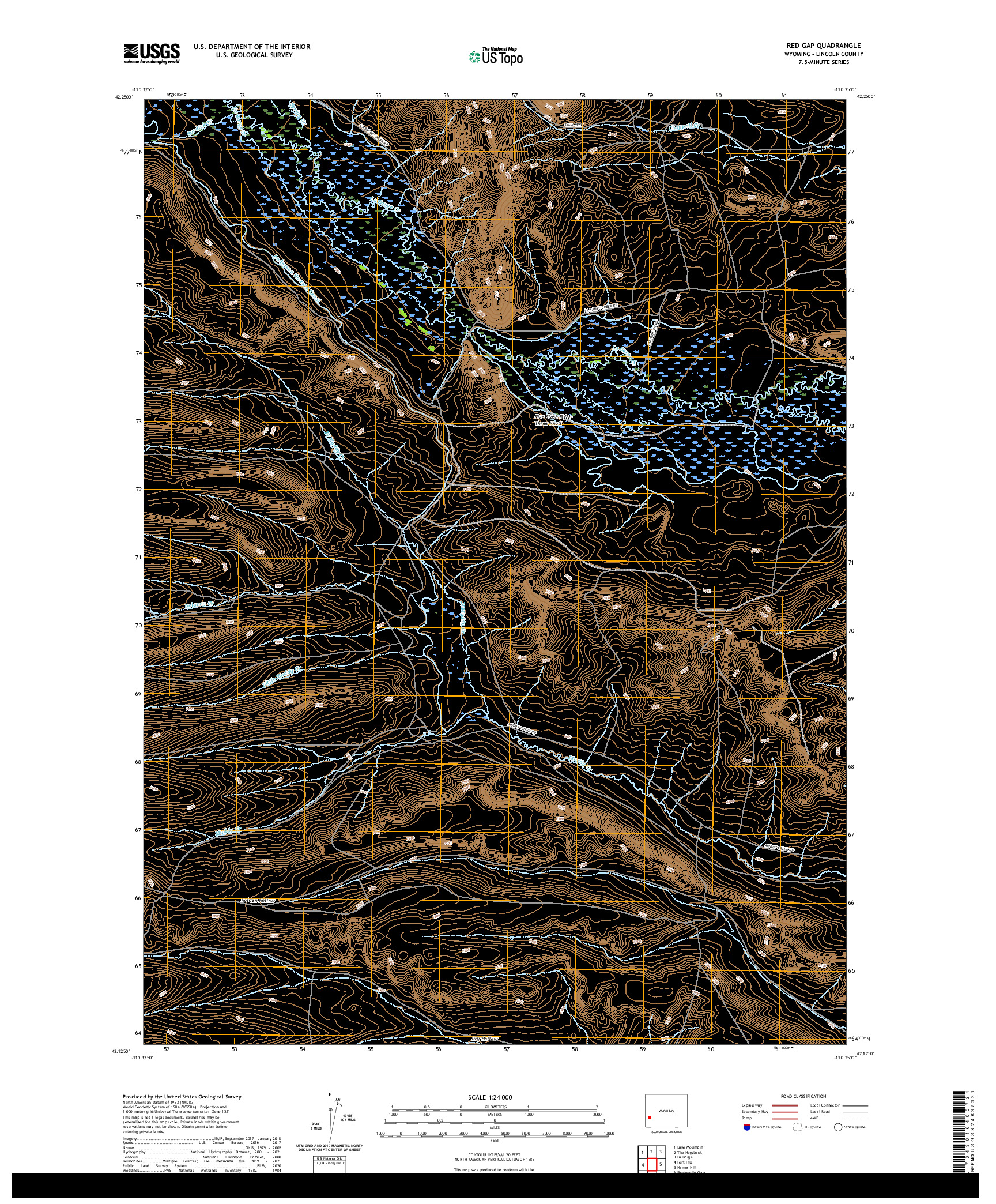 USGS US TOPO 7.5-MINUTE MAP FOR RED GAP, WY 2021