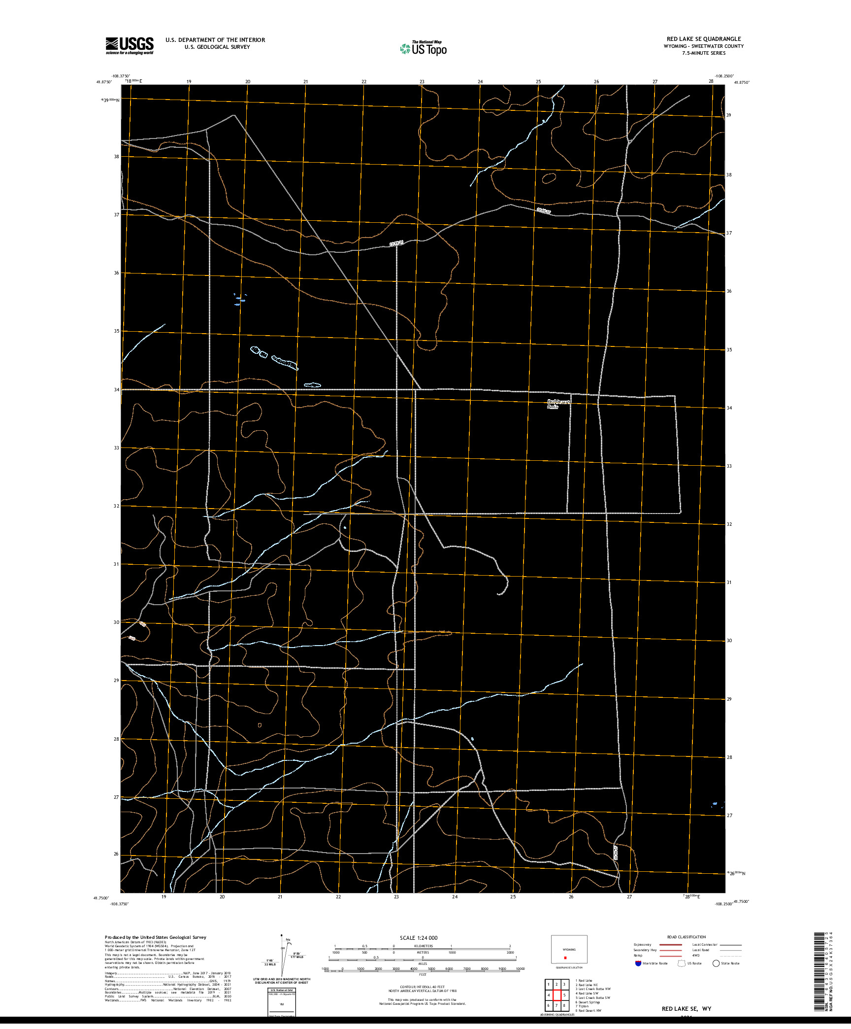 USGS US TOPO 7.5-MINUTE MAP FOR RED LAKE SE, WY 2021