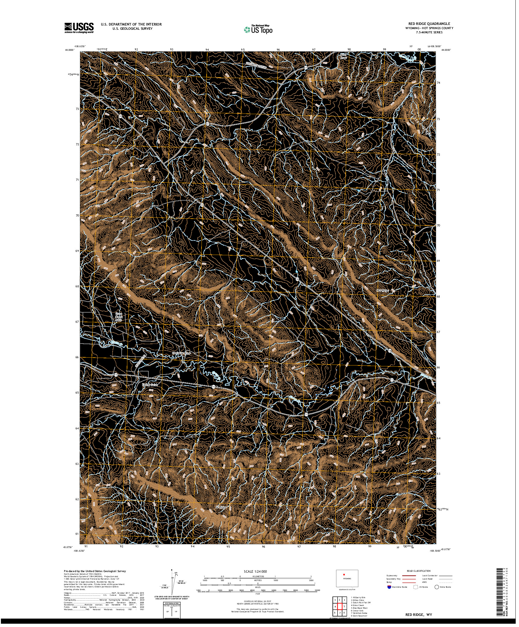 USGS US TOPO 7.5-MINUTE MAP FOR RED RIDGE, WY 2021