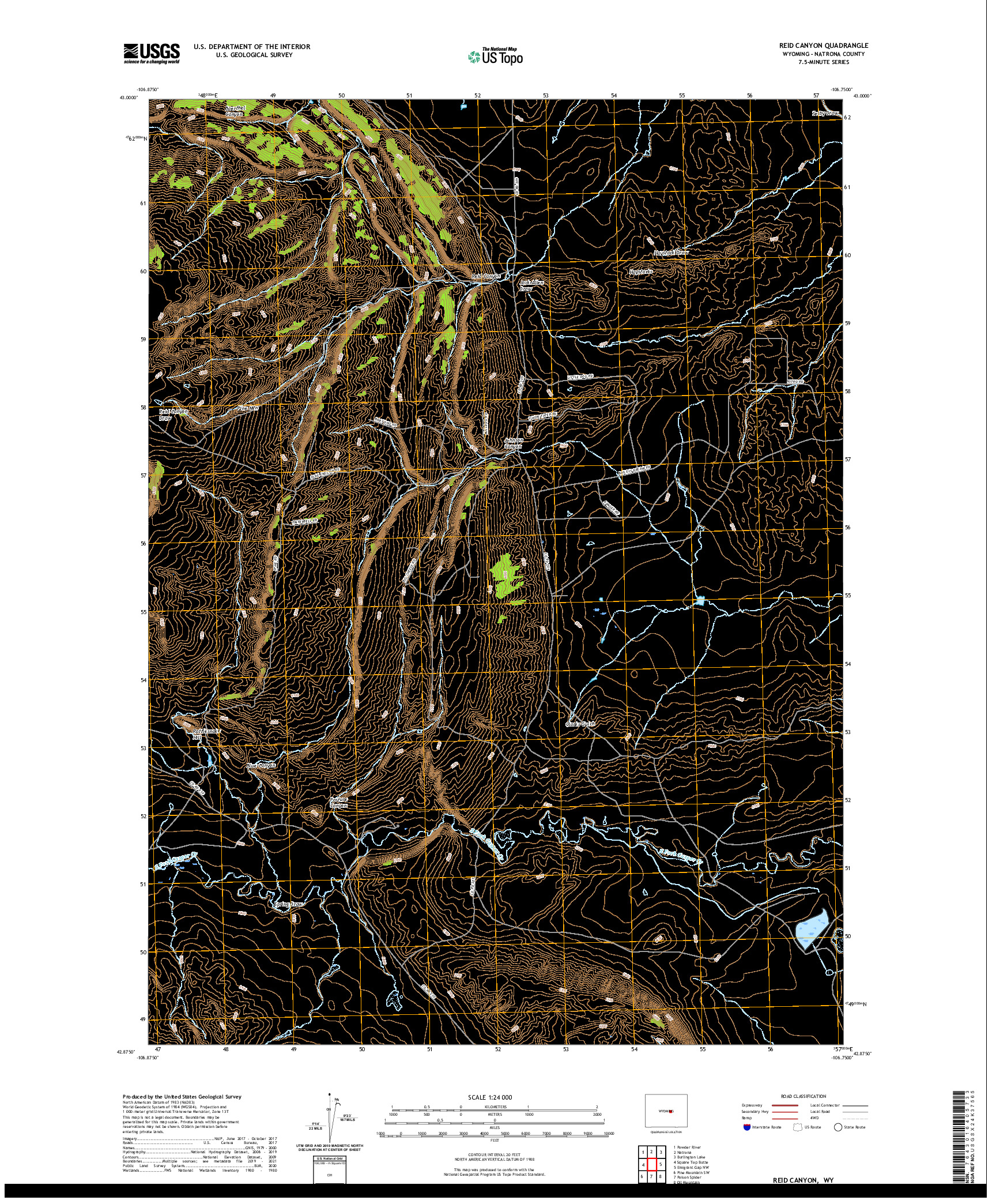 USGS US TOPO 7.5-MINUTE MAP FOR REID CANYON, WY 2021