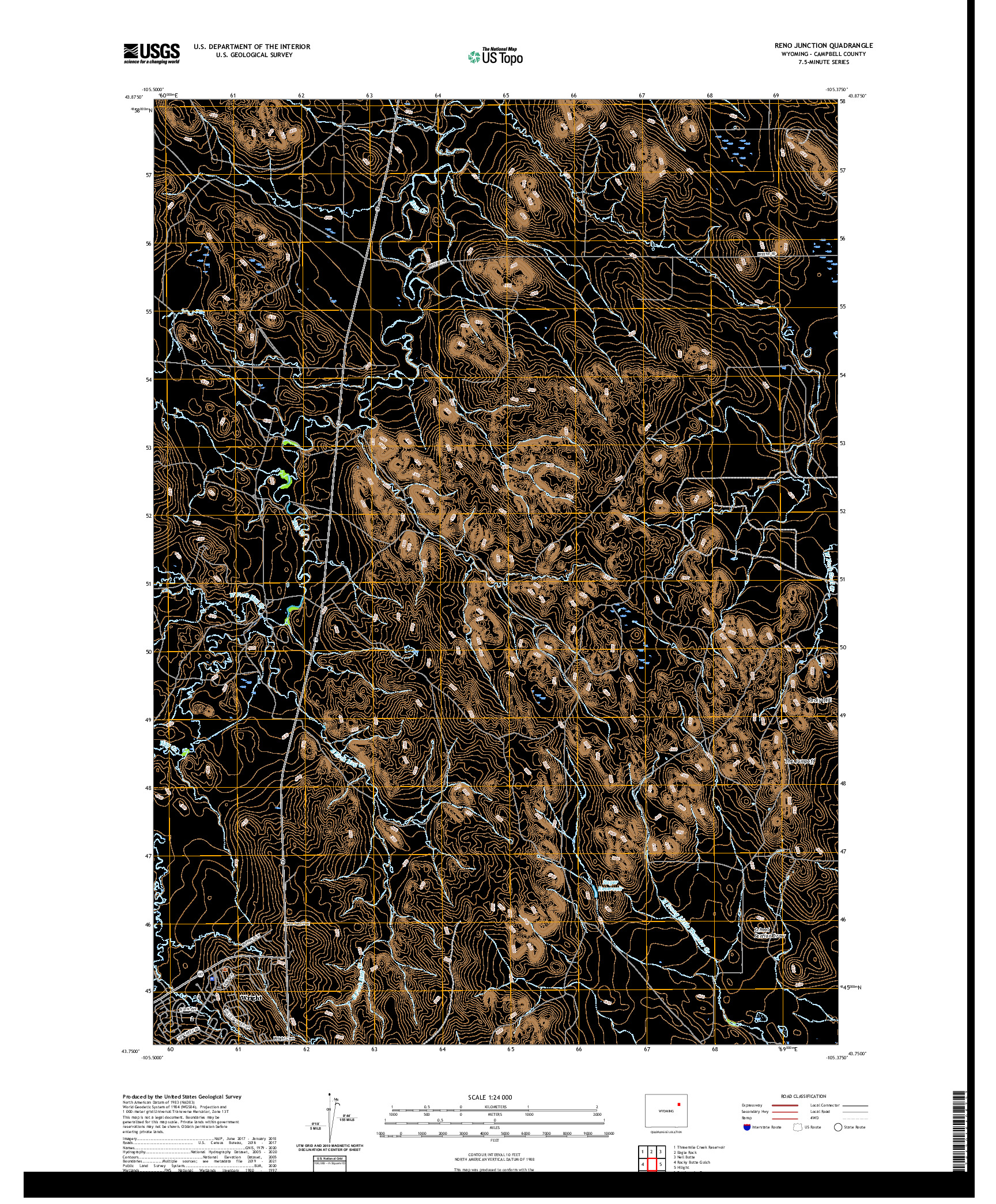 USGS US TOPO 7.5-MINUTE MAP FOR RENO JUNCTION, WY 2021