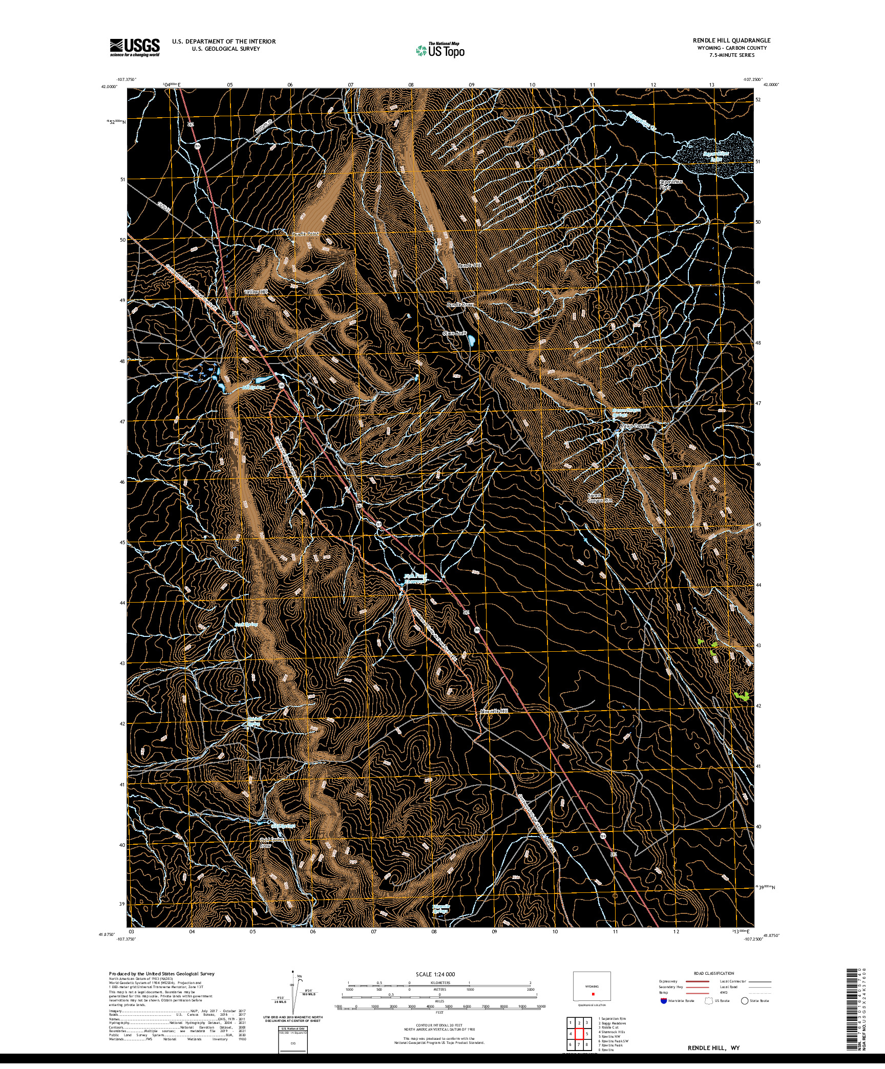 USGS US TOPO 7.5-MINUTE MAP FOR RENDLE HILL, WY 2021