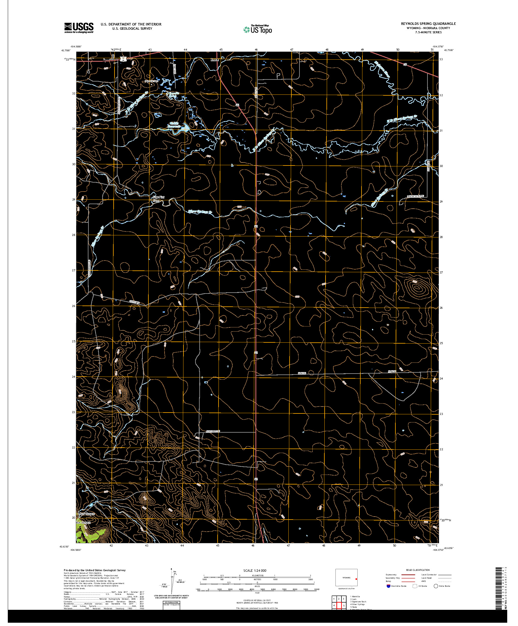 USGS US TOPO 7.5-MINUTE MAP FOR REYNOLDS SPRING, WY 2021