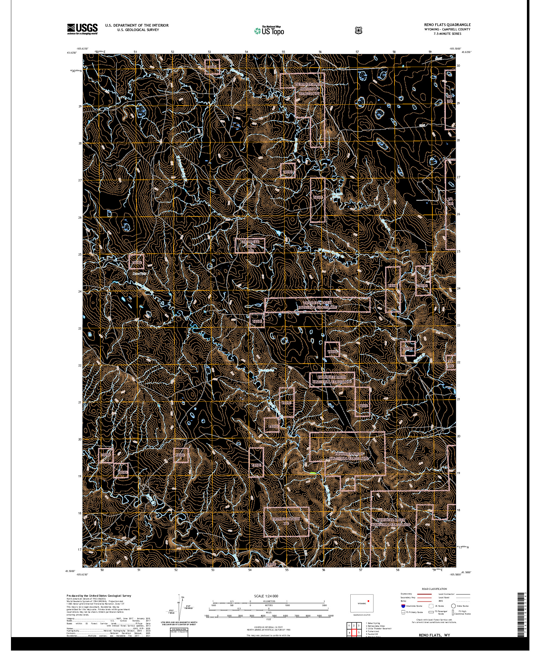 USGS US TOPO 7.5-MINUTE MAP FOR RENO FLATS, WY 2021