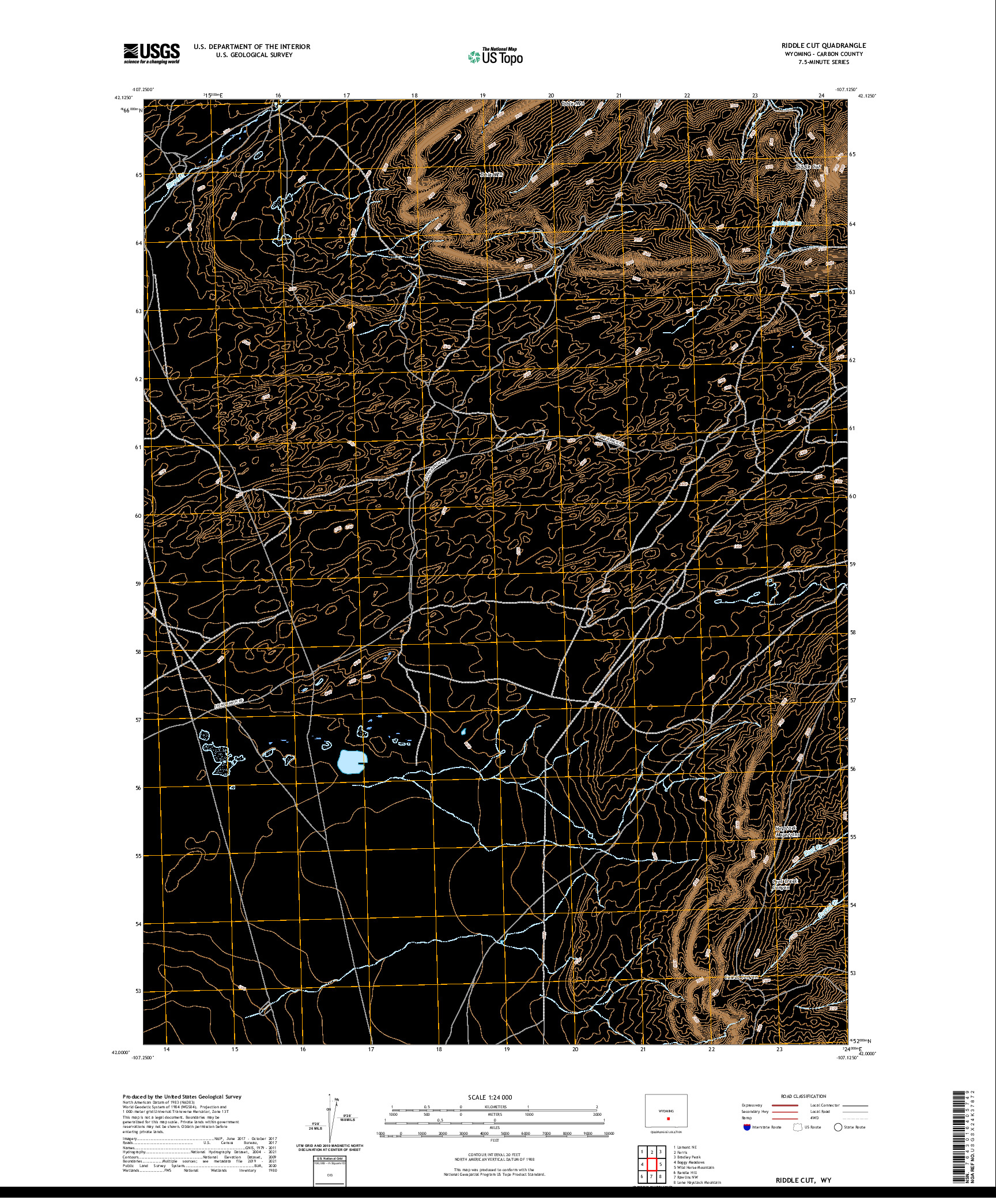 USGS US TOPO 7.5-MINUTE MAP FOR RIDDLE CUT, WY 2021