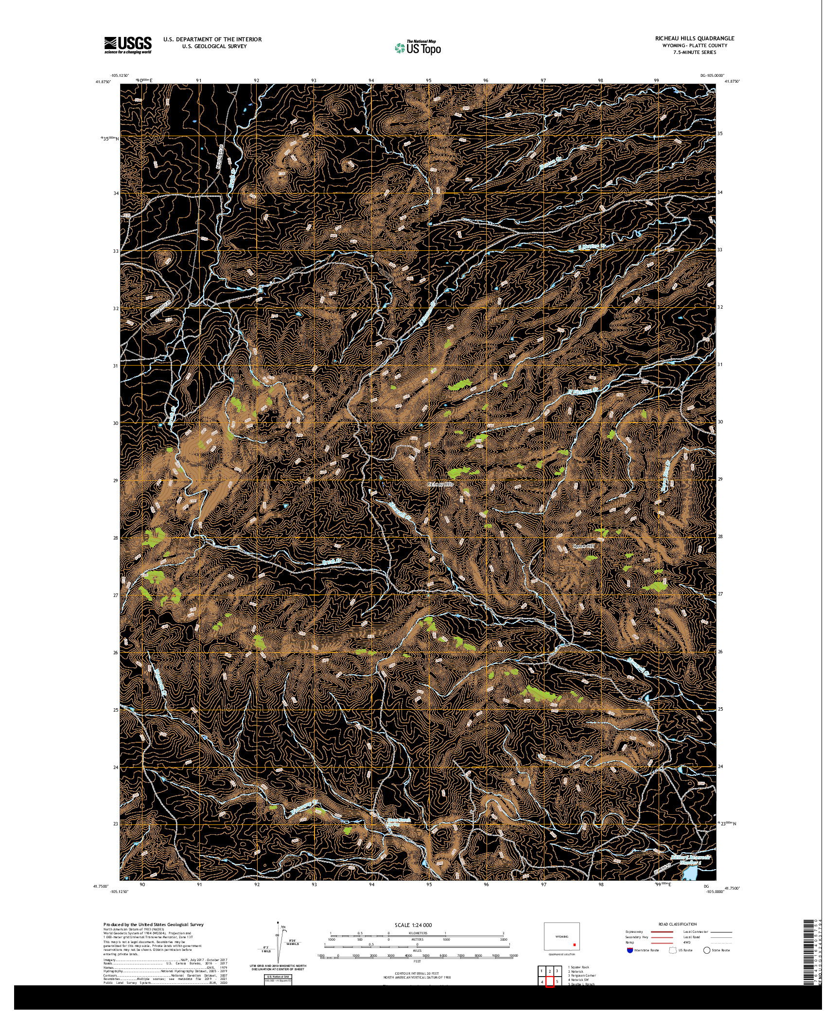 USGS US TOPO 7.5-MINUTE MAP FOR RICHEAU HILLS, WY 2021