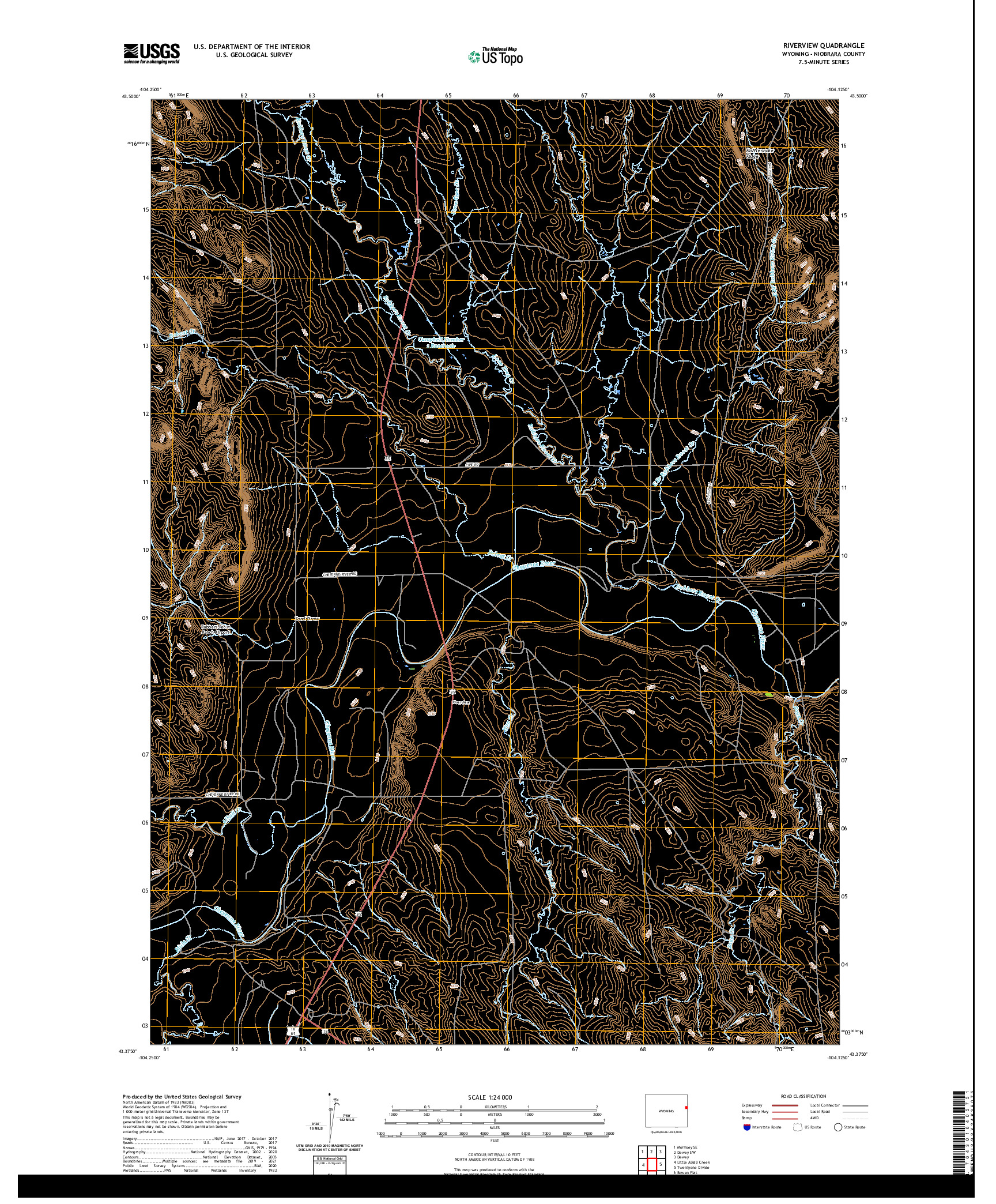 USGS US TOPO 7.5-MINUTE MAP FOR RIVERVIEW, WY 2021
