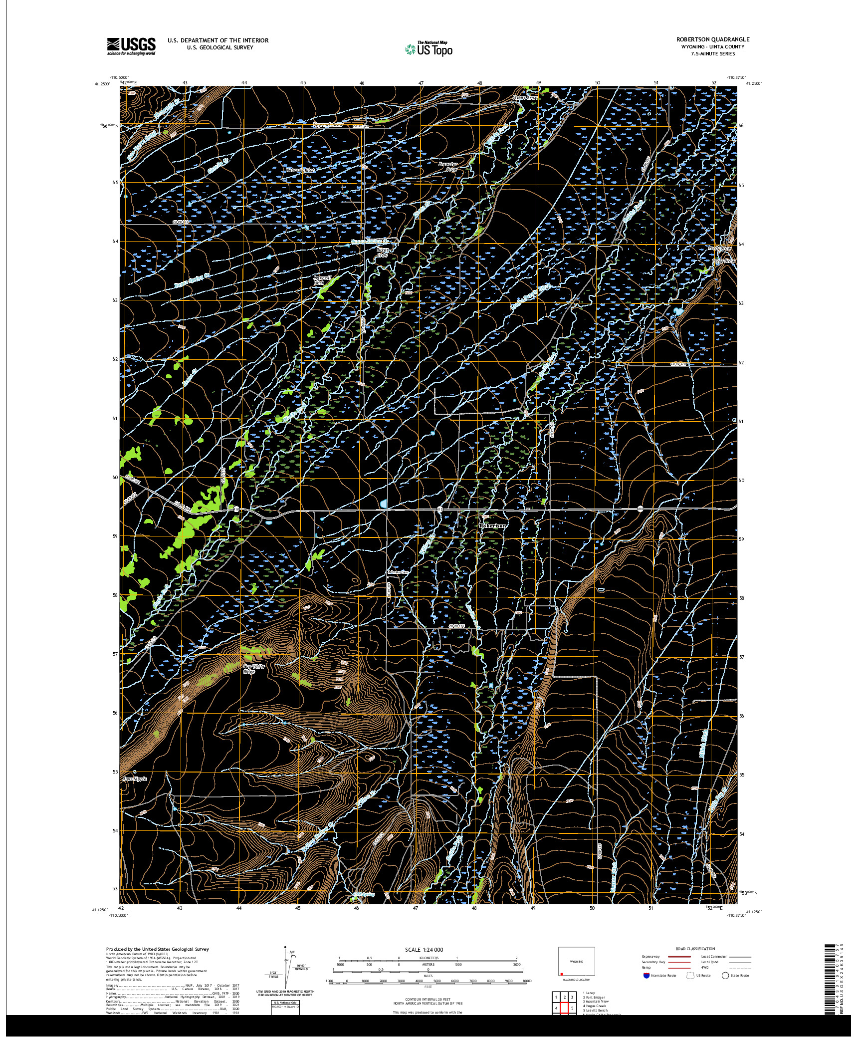 USGS US TOPO 7.5-MINUTE MAP FOR ROBERTSON, WY 2021