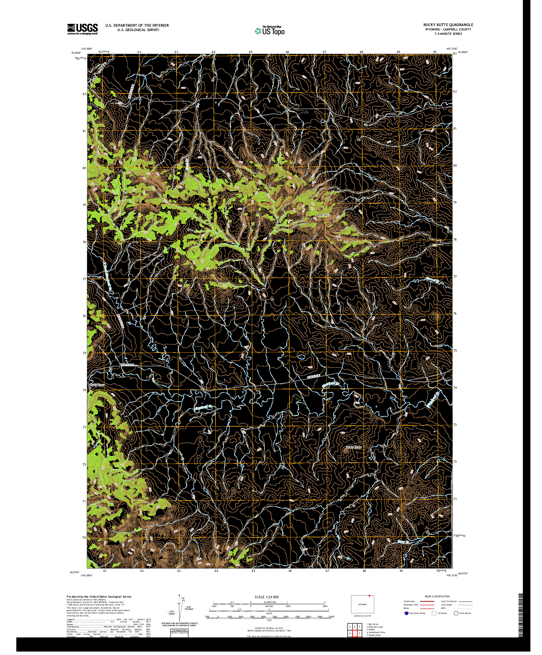 USGS US TOPO 7.5-MINUTE MAP FOR ROCKY BUTTE, WY 2021