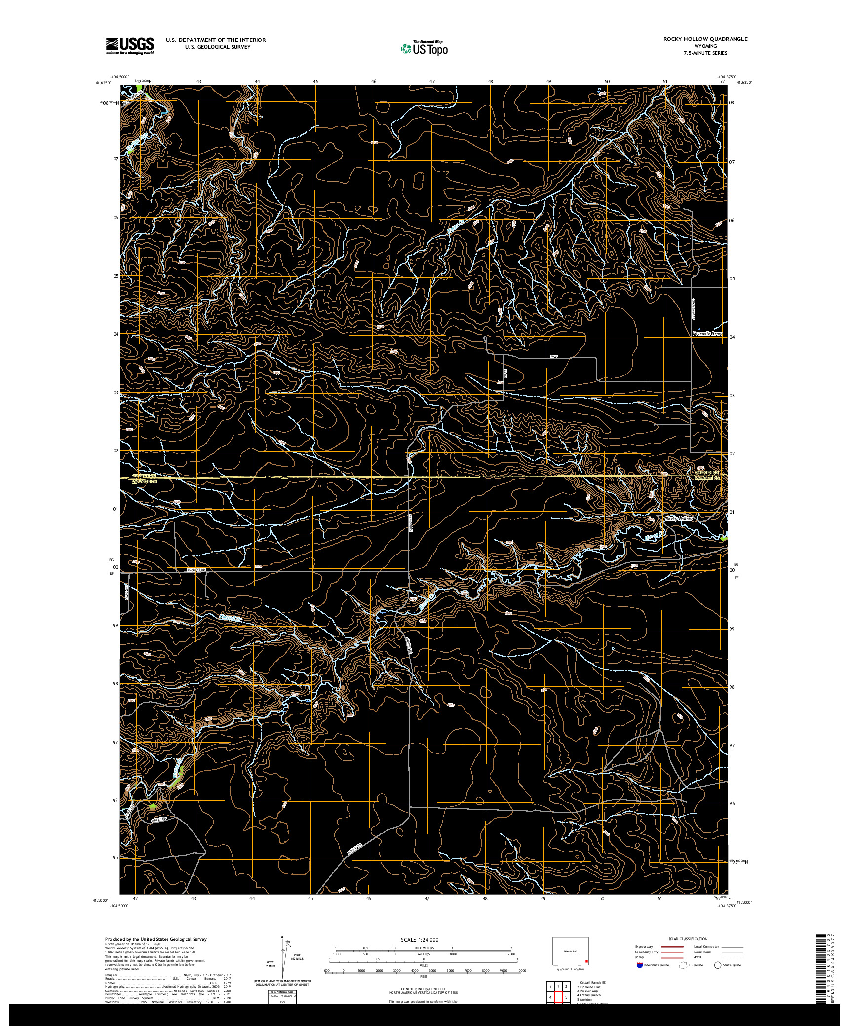 USGS US TOPO 7.5-MINUTE MAP FOR ROCKY HOLLOW, WY 2021