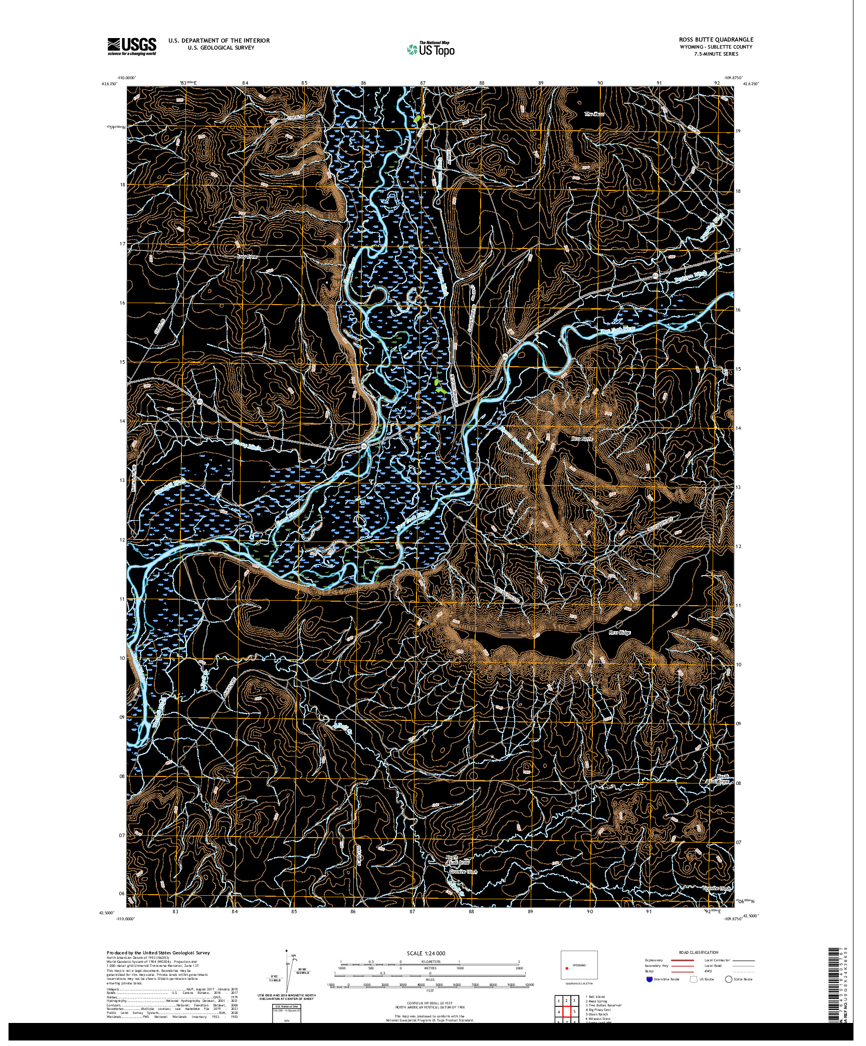 USGS US TOPO 7.5-MINUTE MAP FOR ROSS BUTTE, WY 2021