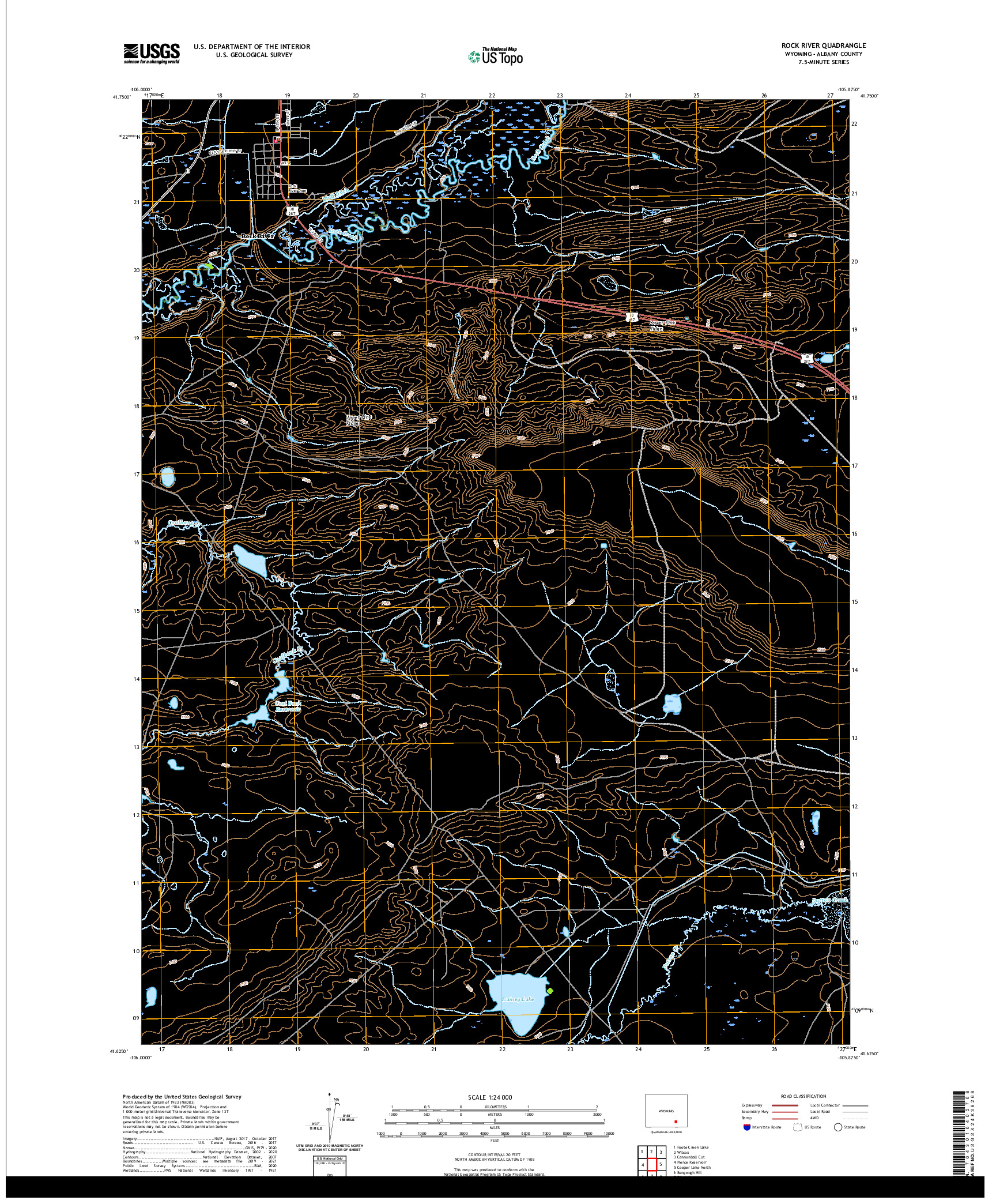 USGS US TOPO 7.5-MINUTE MAP FOR ROCK RIVER, WY 2021