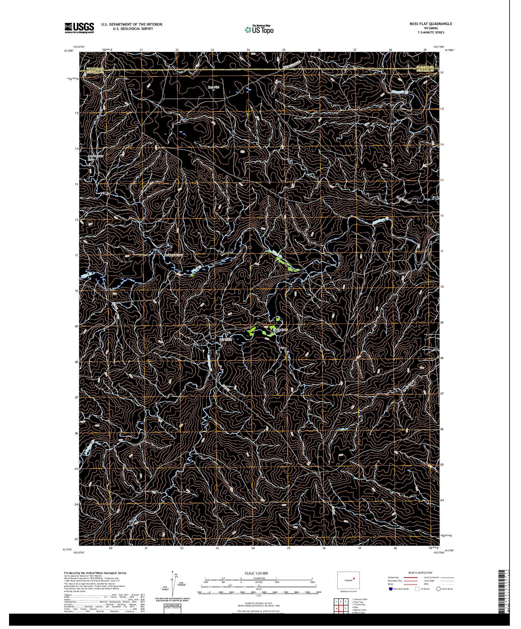 USGS US TOPO 7.5-MINUTE MAP FOR ROSS FLAT, WY 2021