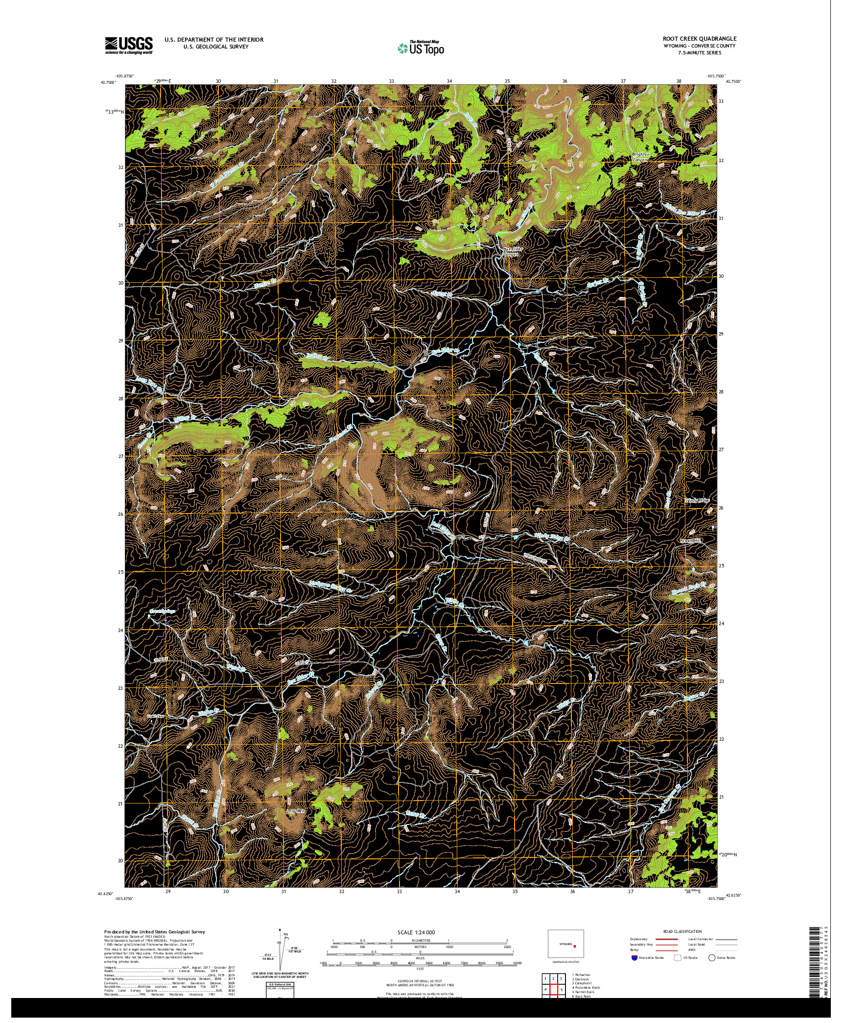 USGS US TOPO 7.5-MINUTE MAP FOR ROOT CREEK, WY 2021
