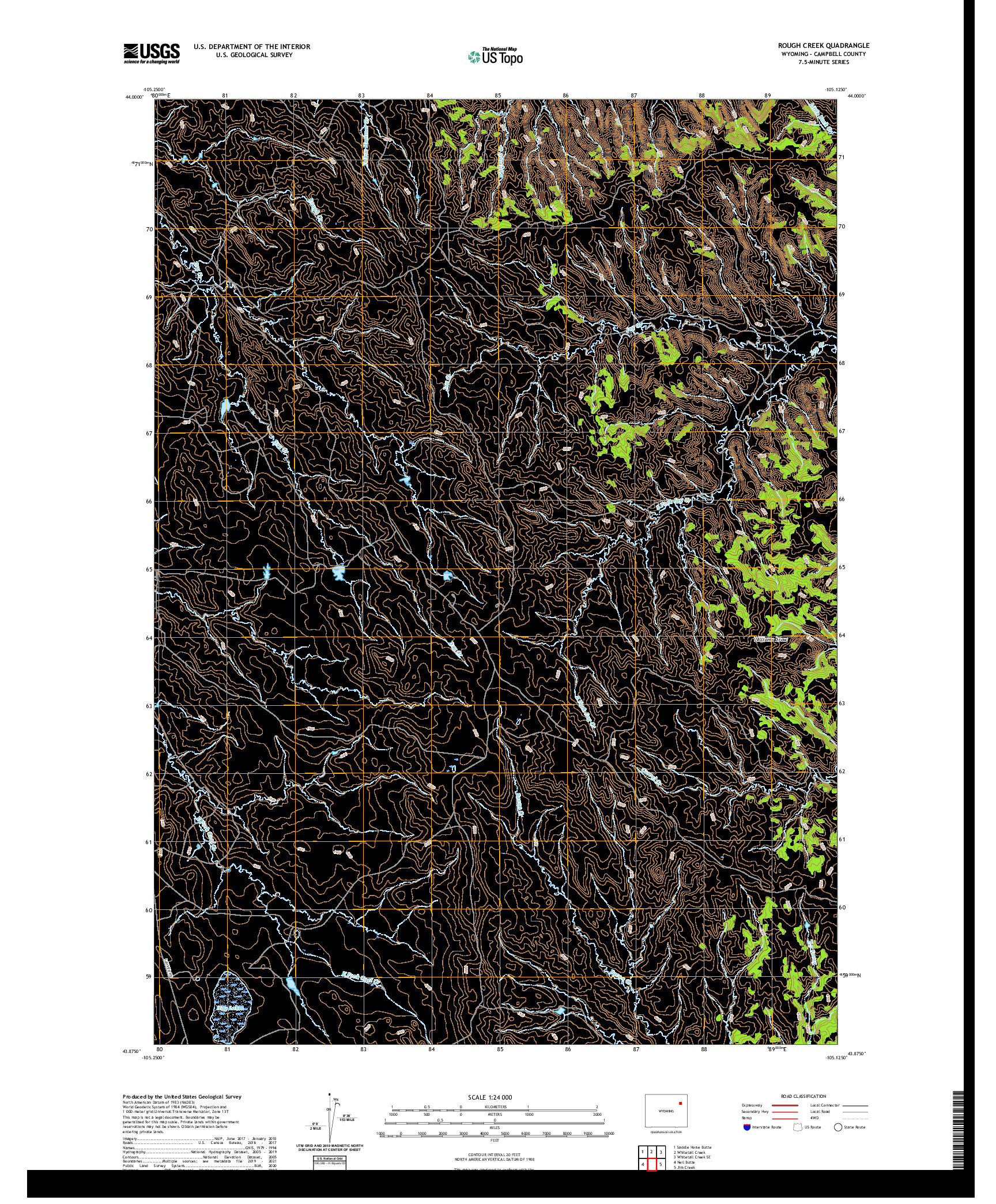 USGS US TOPO 7.5-MINUTE MAP FOR ROUGH CREEK, WY 2021