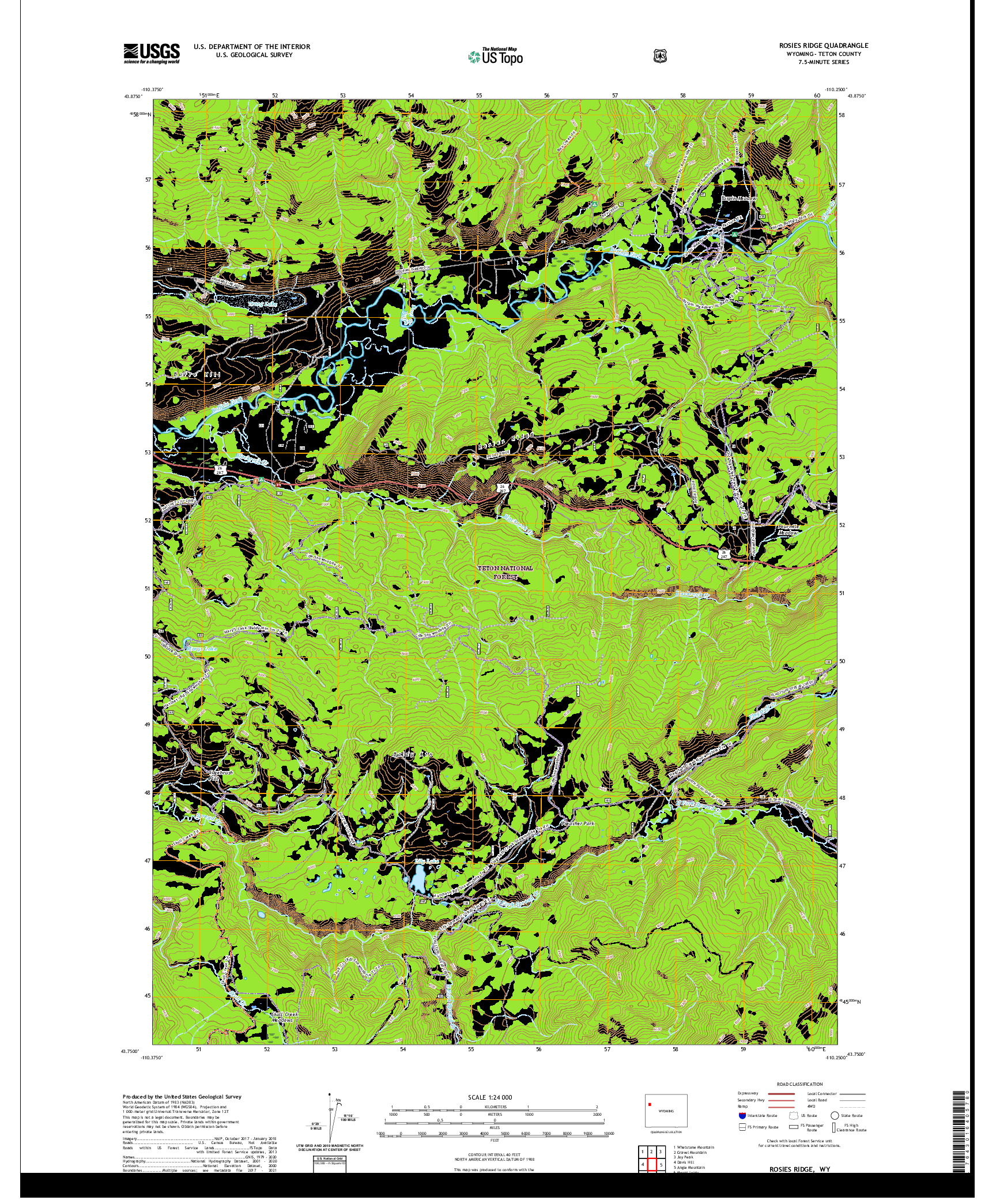 USGS US TOPO 7.5-MINUTE MAP FOR ROSIES RIDGE, WY 2021