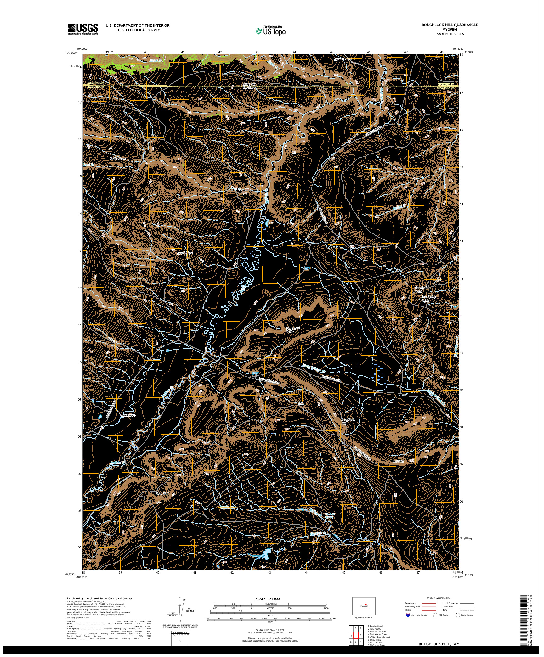 USGS US TOPO 7.5-MINUTE MAP FOR ROUGHLOCK HILL, WY 2021