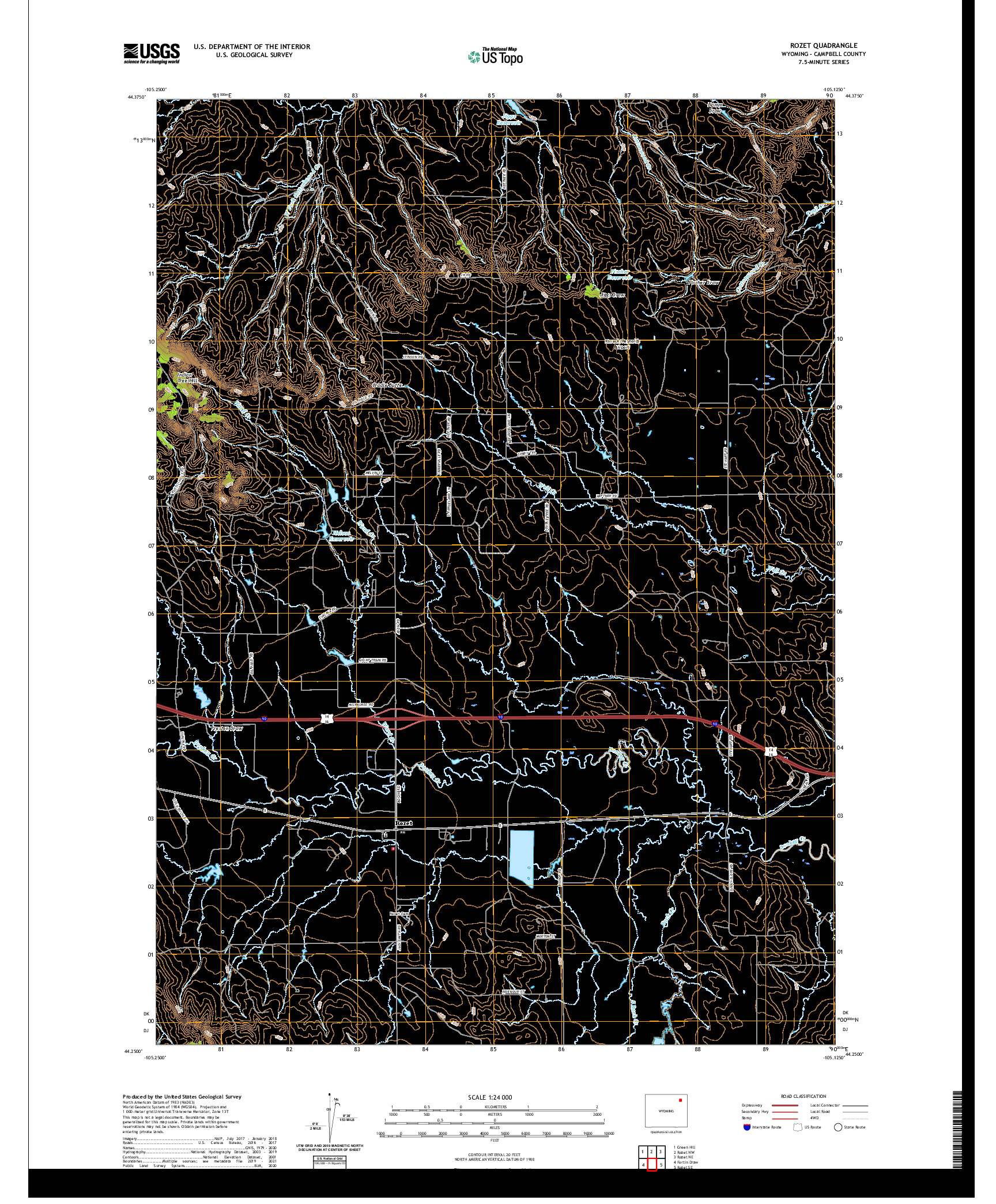 USGS US TOPO 7.5-MINUTE MAP FOR ROZET, WY 2021