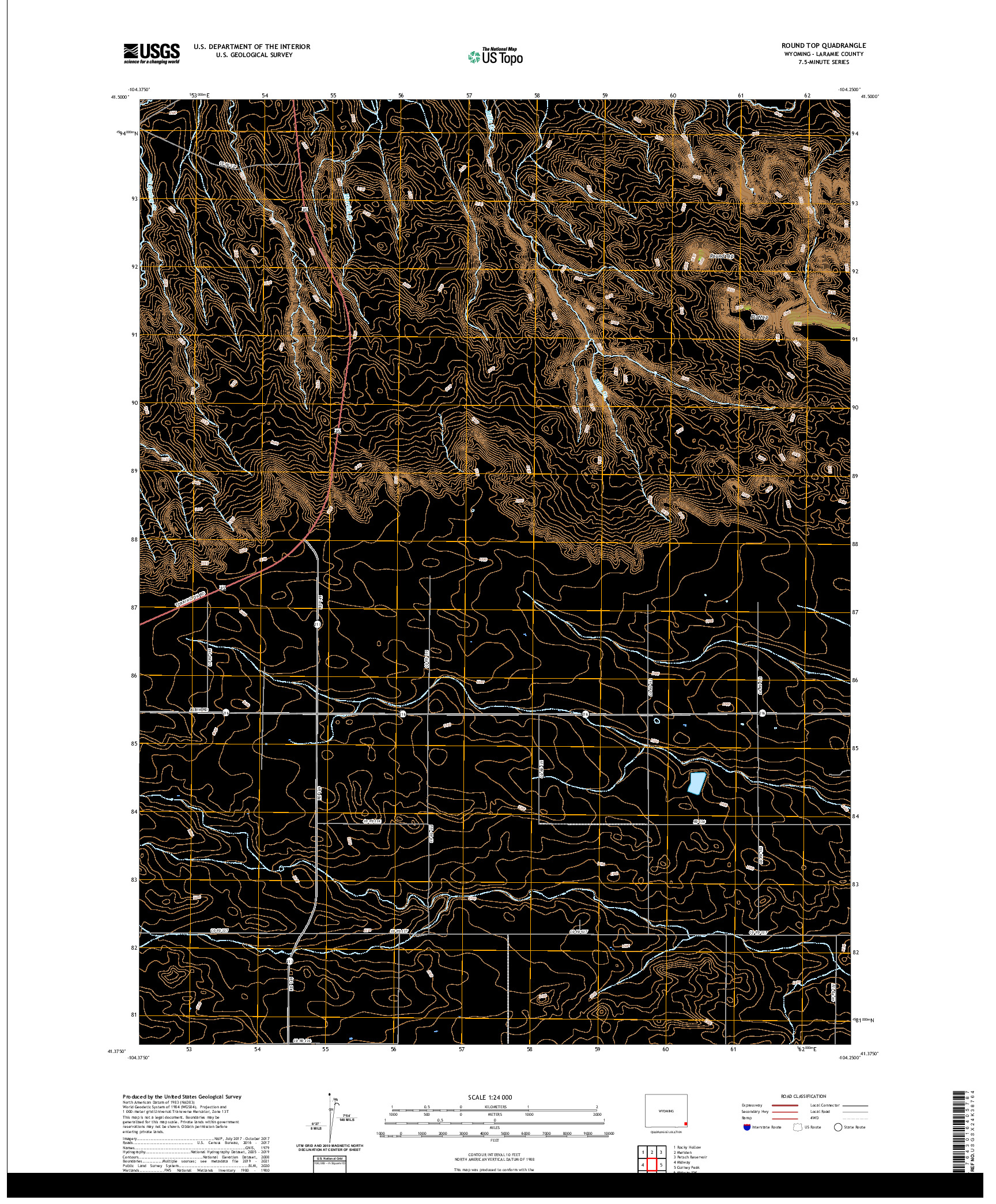 USGS US TOPO 7.5-MINUTE MAP FOR ROUND TOP, WY 2021
