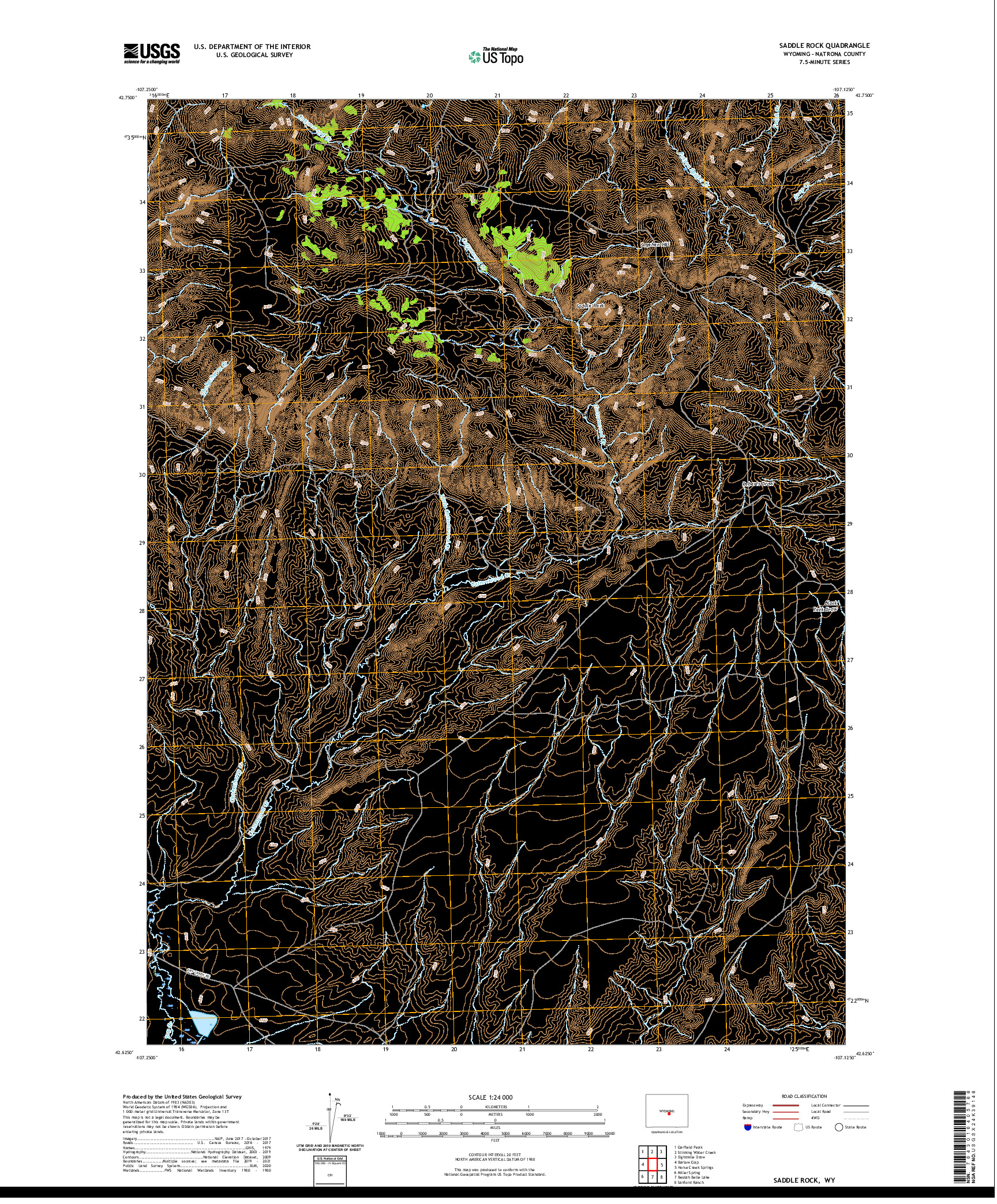 USGS US TOPO 7.5-MINUTE MAP FOR SADDLE ROCK, WY 2021