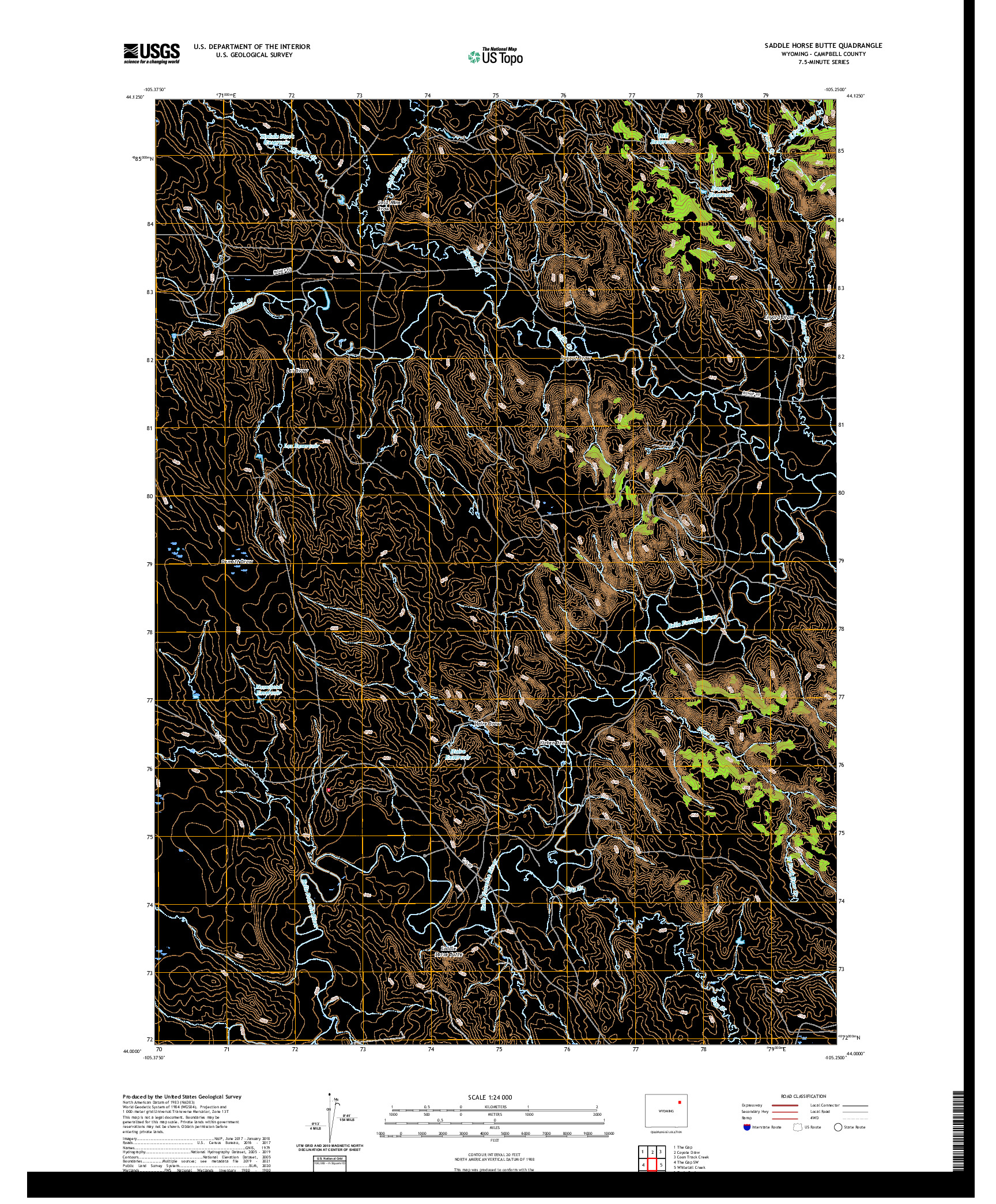 USGS US TOPO 7.5-MINUTE MAP FOR SADDLE HORSE BUTTE, WY 2021