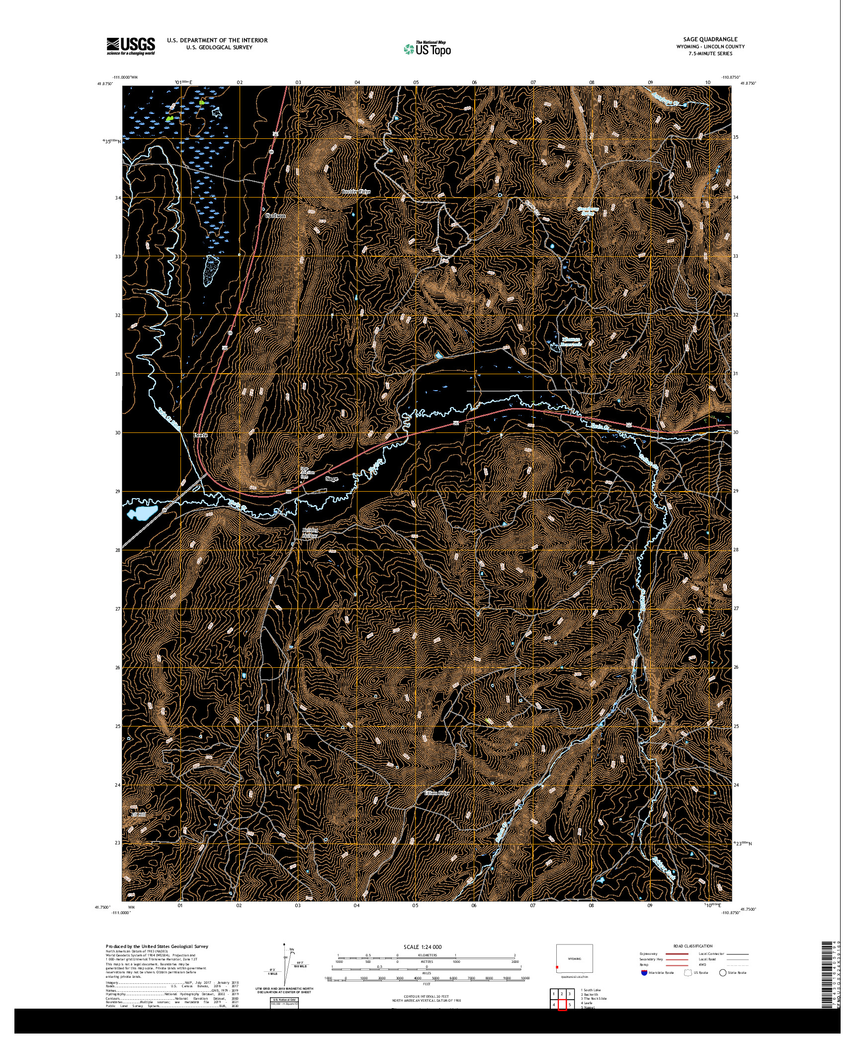 USGS US TOPO 7.5-MINUTE MAP FOR SAGE, WY 2021