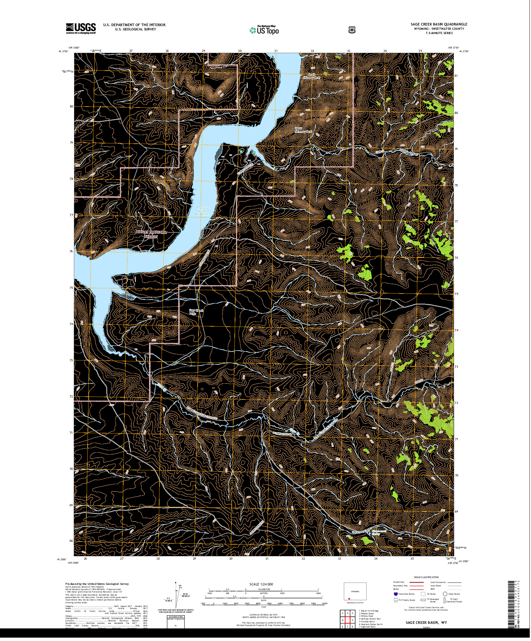 USGS US TOPO 7.5-MINUTE MAP FOR SAGE CREEK BASIN, WY 2021