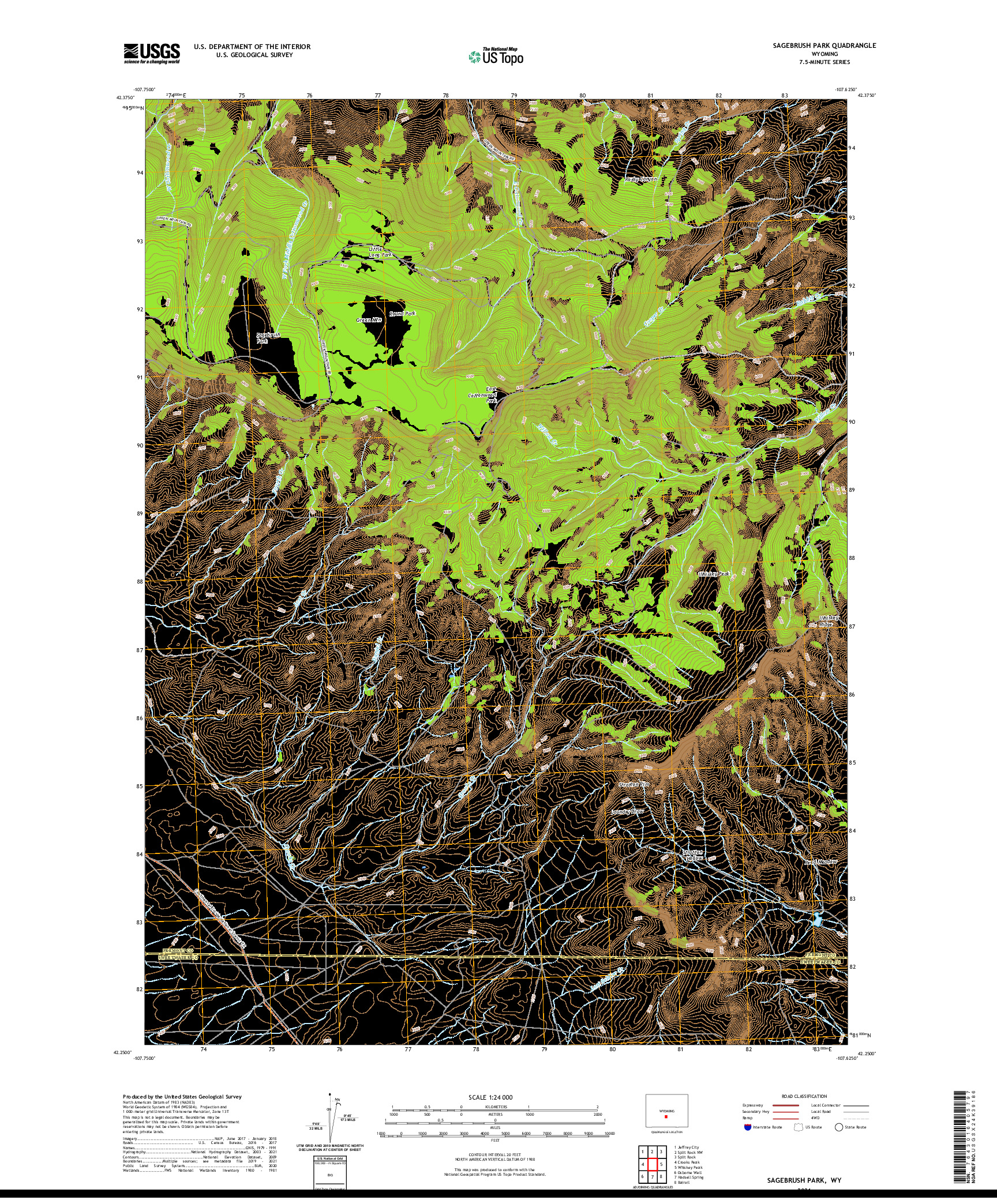 USGS US TOPO 7.5-MINUTE MAP FOR SAGEBRUSH PARK, WY 2021