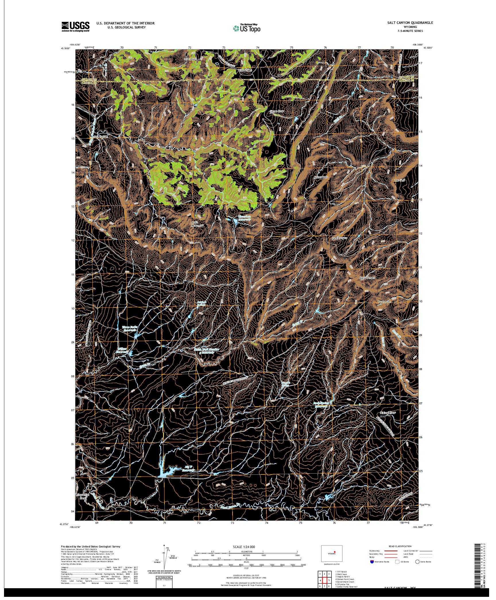 USGS US TOPO 7.5-MINUTE MAP FOR SALT CANYON, WY 2021