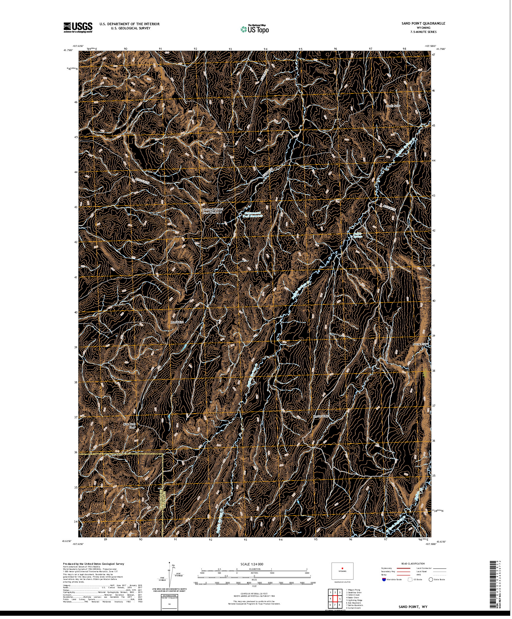 USGS US TOPO 7.5-MINUTE MAP FOR SAND POINT, WY 2021