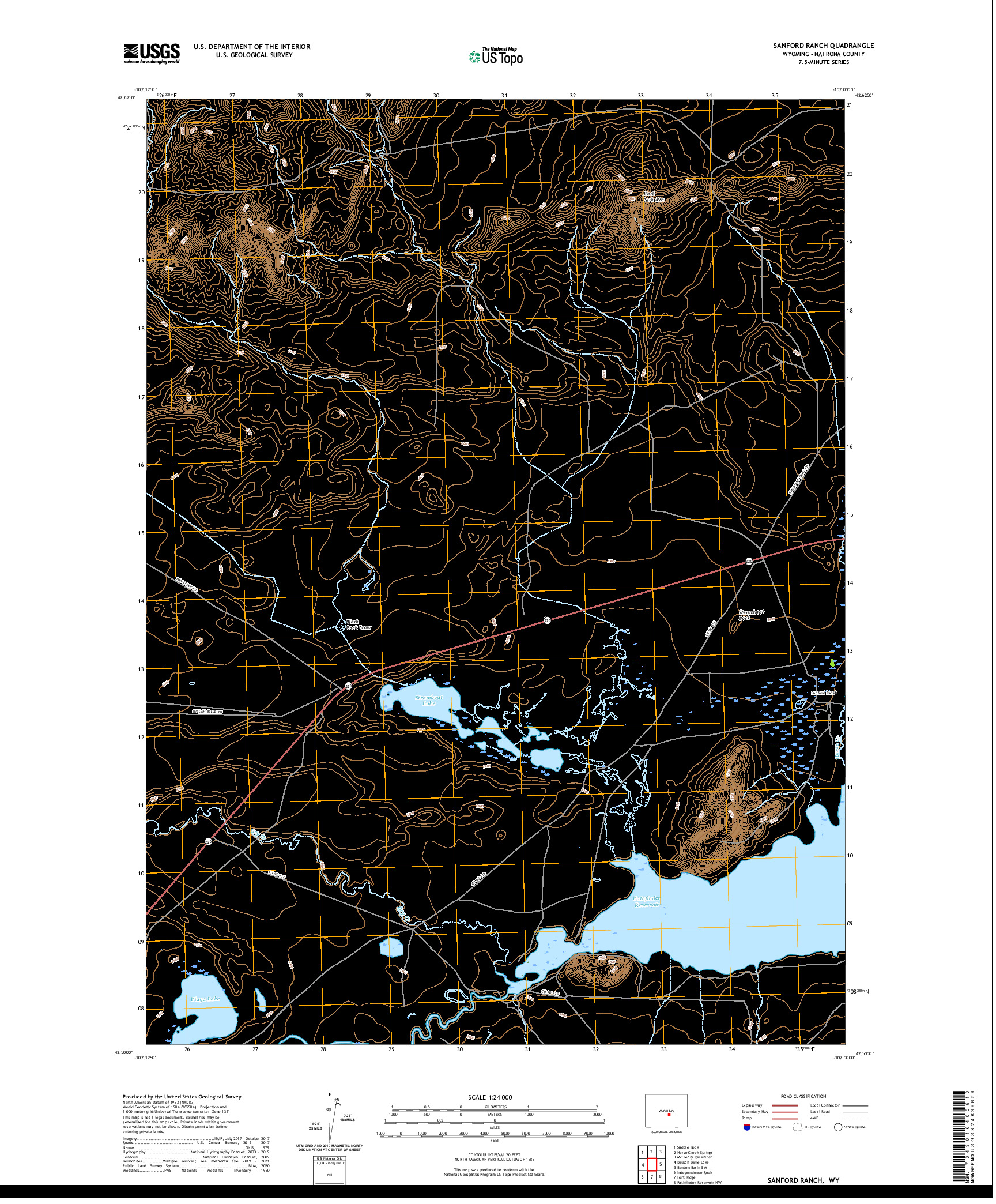 USGS US TOPO 7.5-MINUTE MAP FOR SANFORD RANCH, WY 2021