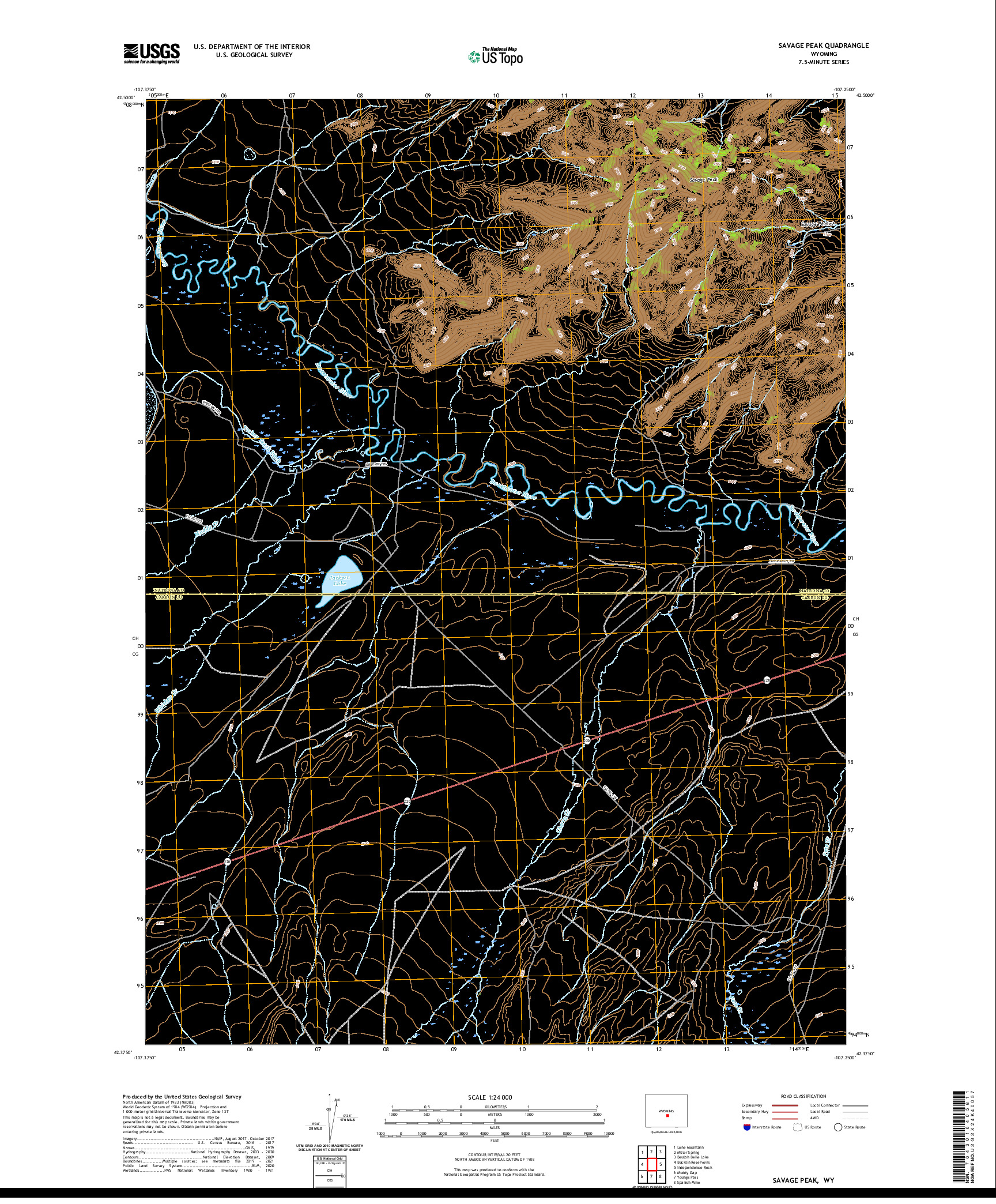 USGS US TOPO 7.5-MINUTE MAP FOR SAVAGE PEAK, WY 2021