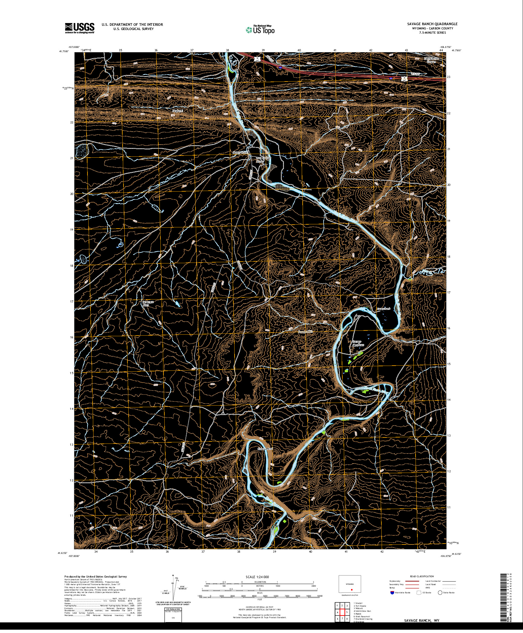 USGS US TOPO 7.5-MINUTE MAP FOR SAVAGE RANCH, WY 2021