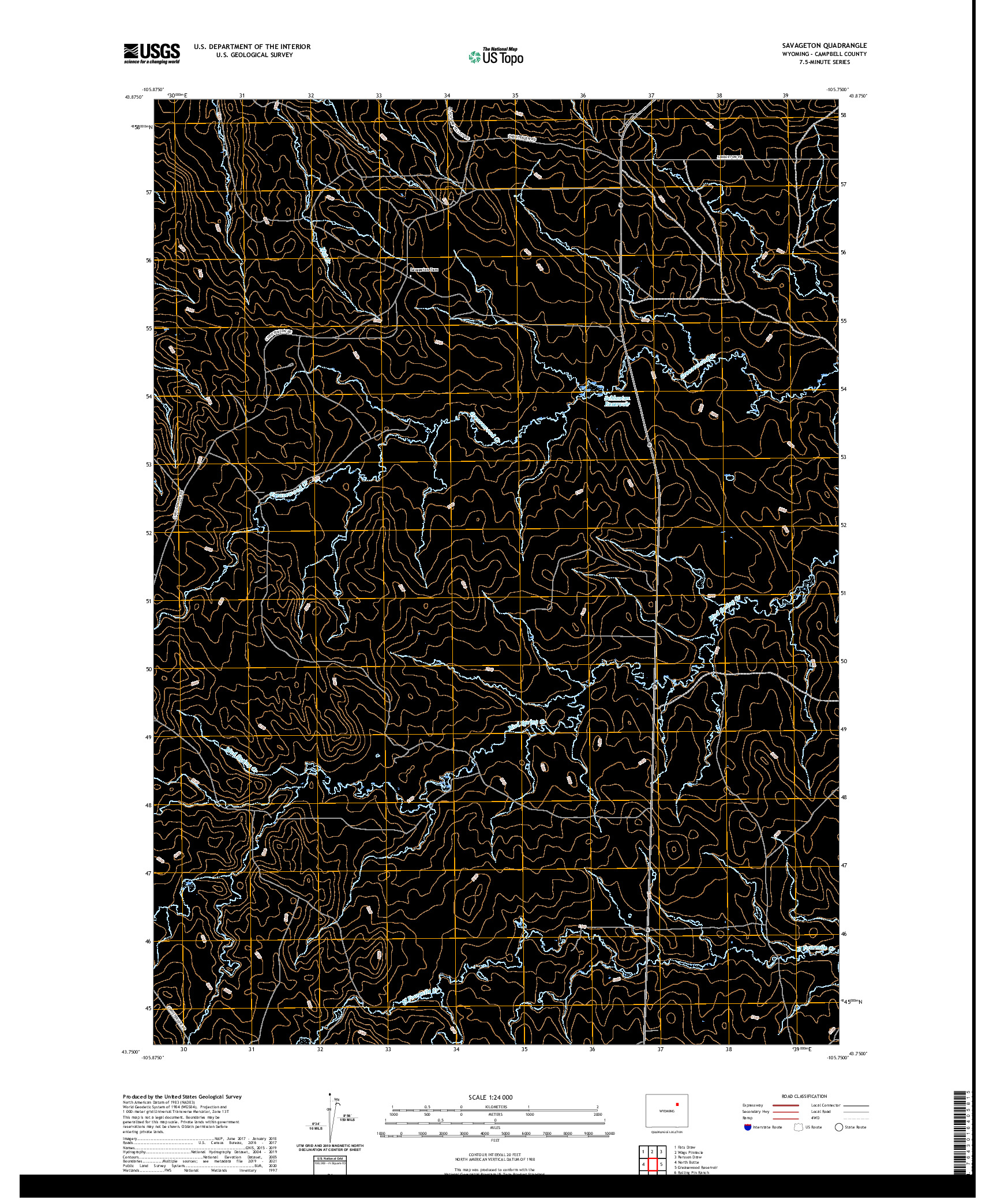 USGS US TOPO 7.5-MINUTE MAP FOR SAVAGETON, WY 2021
