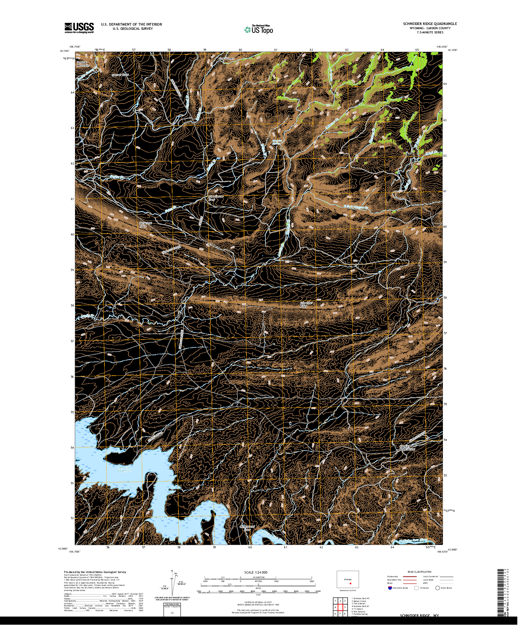 USGS US TOPO 7.5-MINUTE MAP FOR SCHNEIDER RIDGE, WY 2021