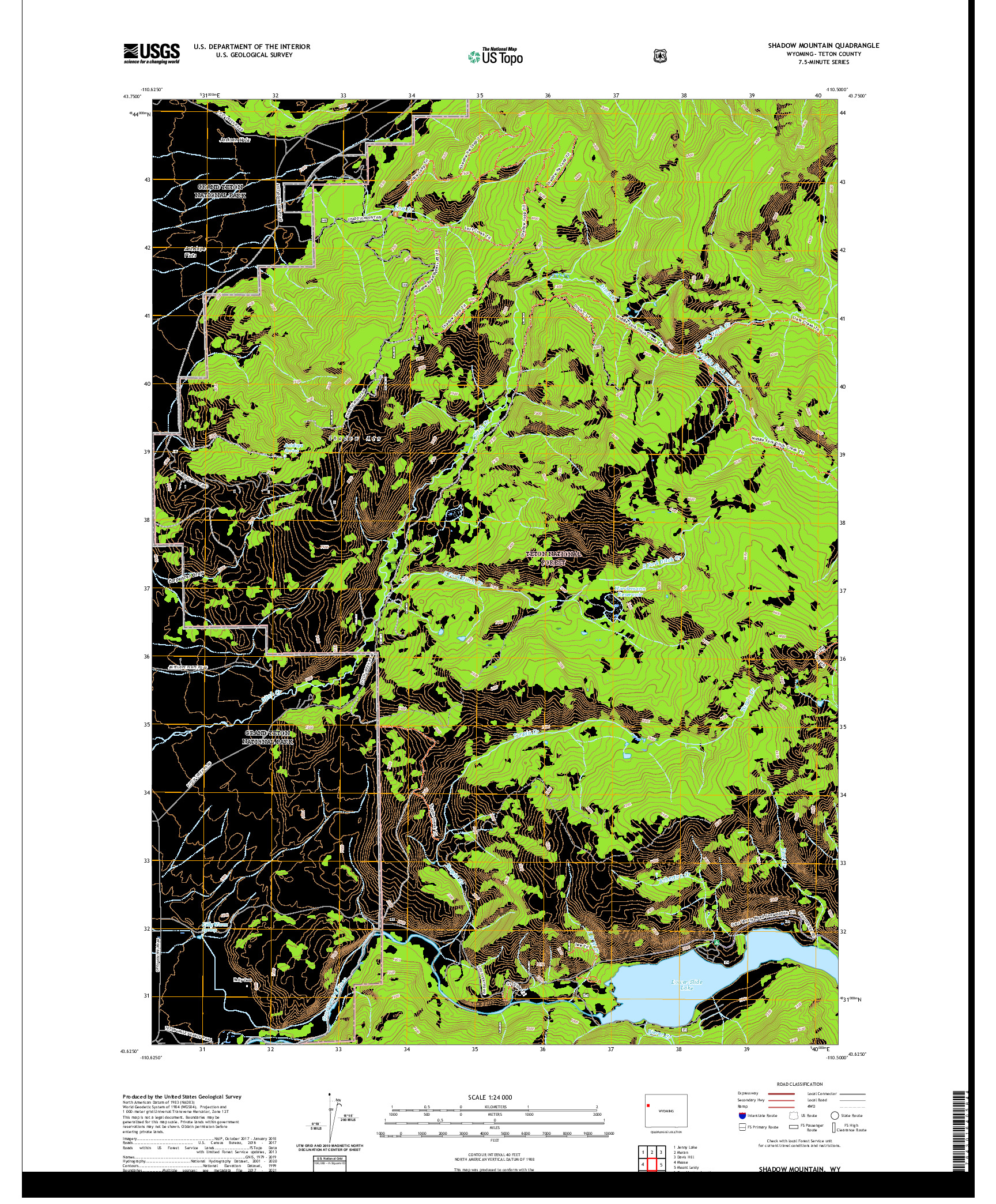 USGS US TOPO 7.5-MINUTE MAP FOR SHADOW MOUNTAIN, WY 2021