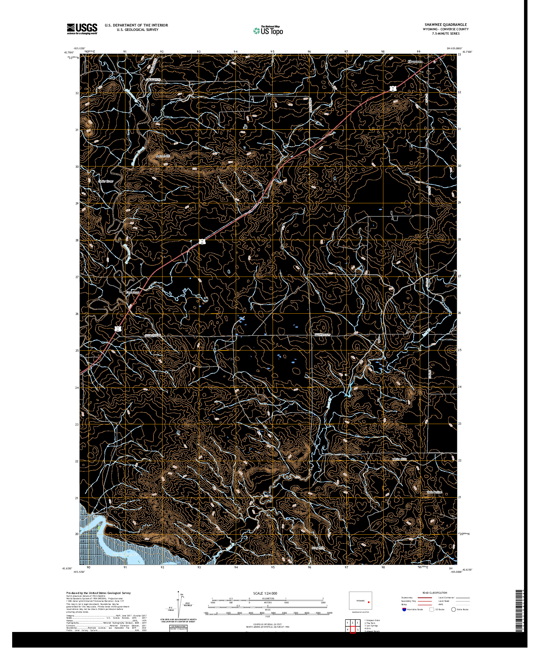 USGS US TOPO 7.5-MINUTE MAP FOR SHAWNEE, WY 2021
