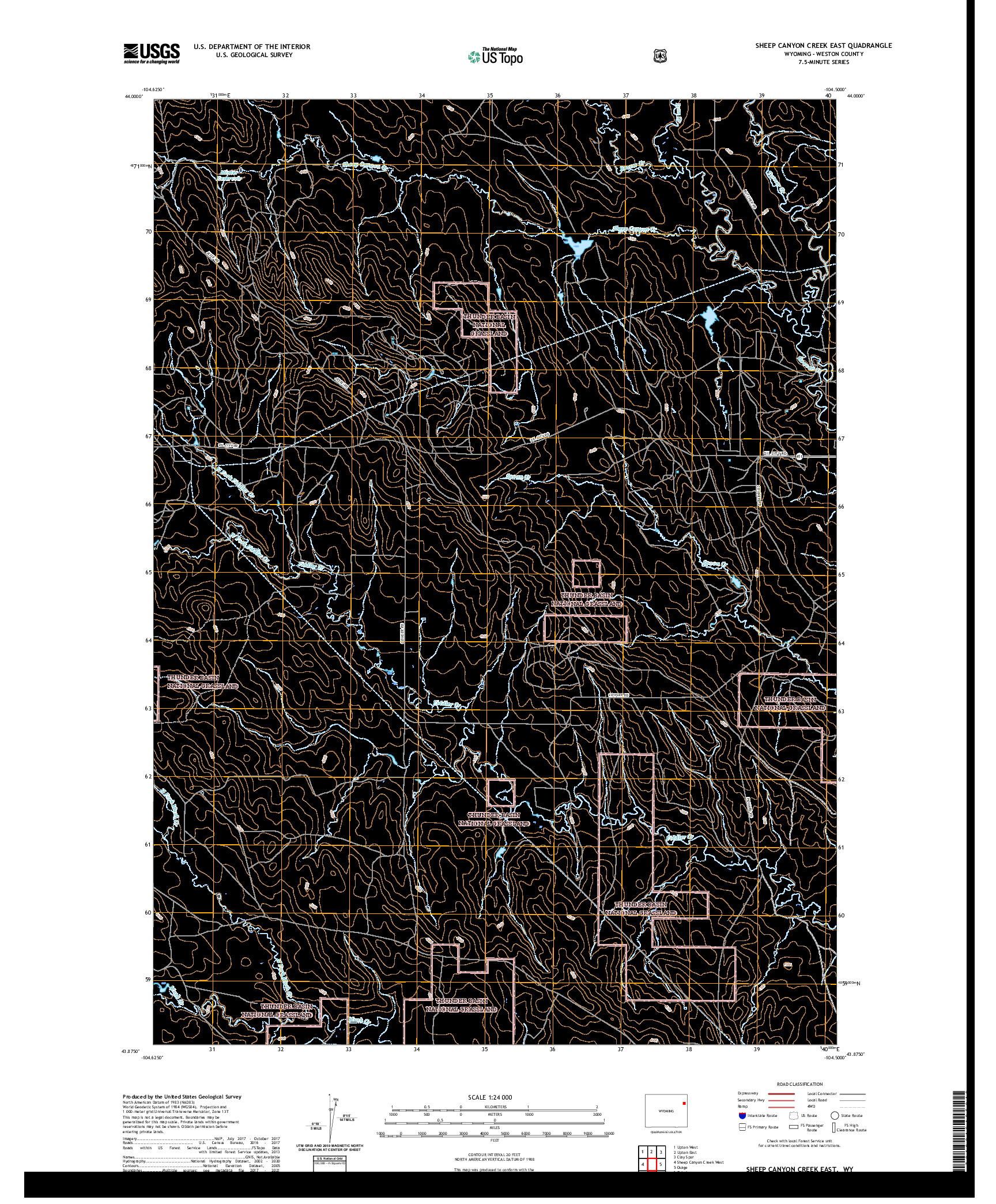 USGS US TOPO 7.5-MINUTE MAP FOR SHEEP CANYON CREEK EAST, WY 2021