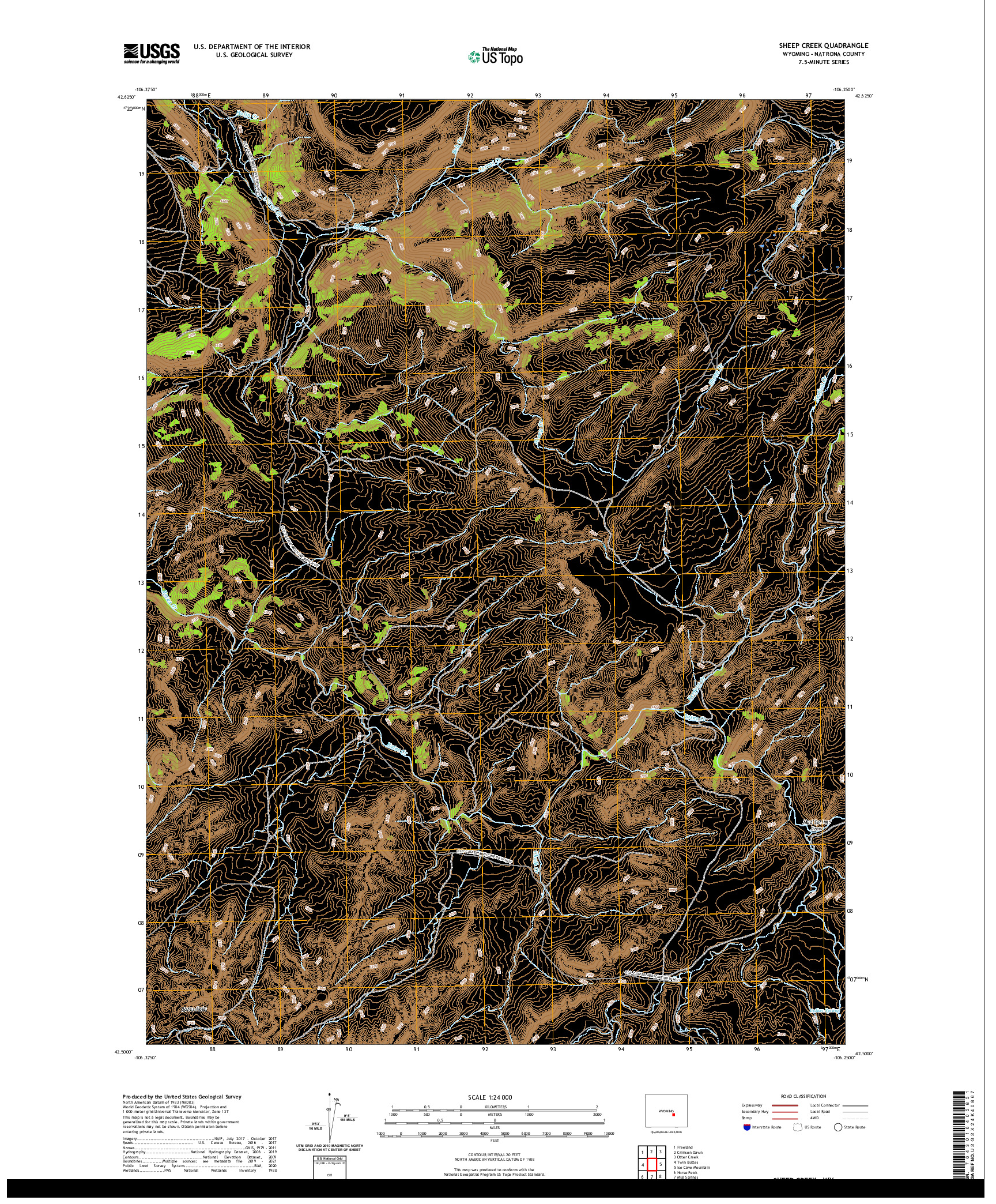 USGS US TOPO 7.5-MINUTE MAP FOR SHEEP CREEK, WY 2021