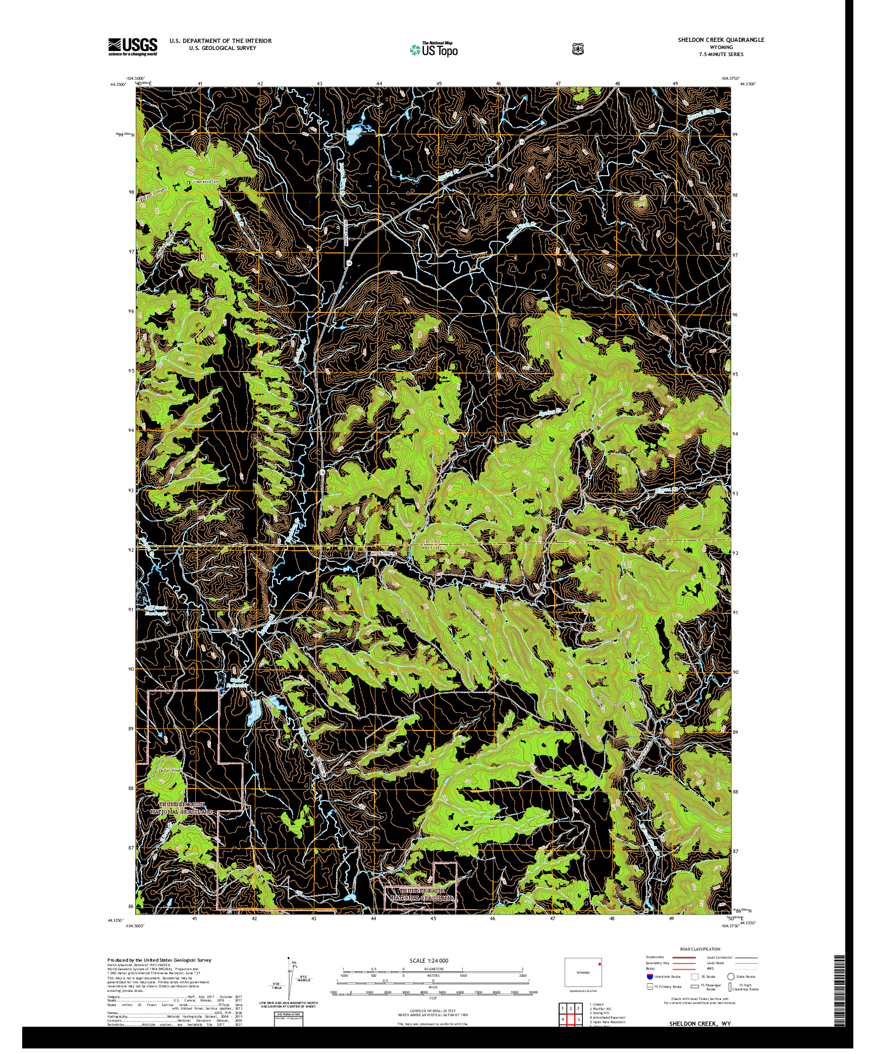 USGS US TOPO 7.5-MINUTE MAP FOR SHELDON CREEK, WY 2021