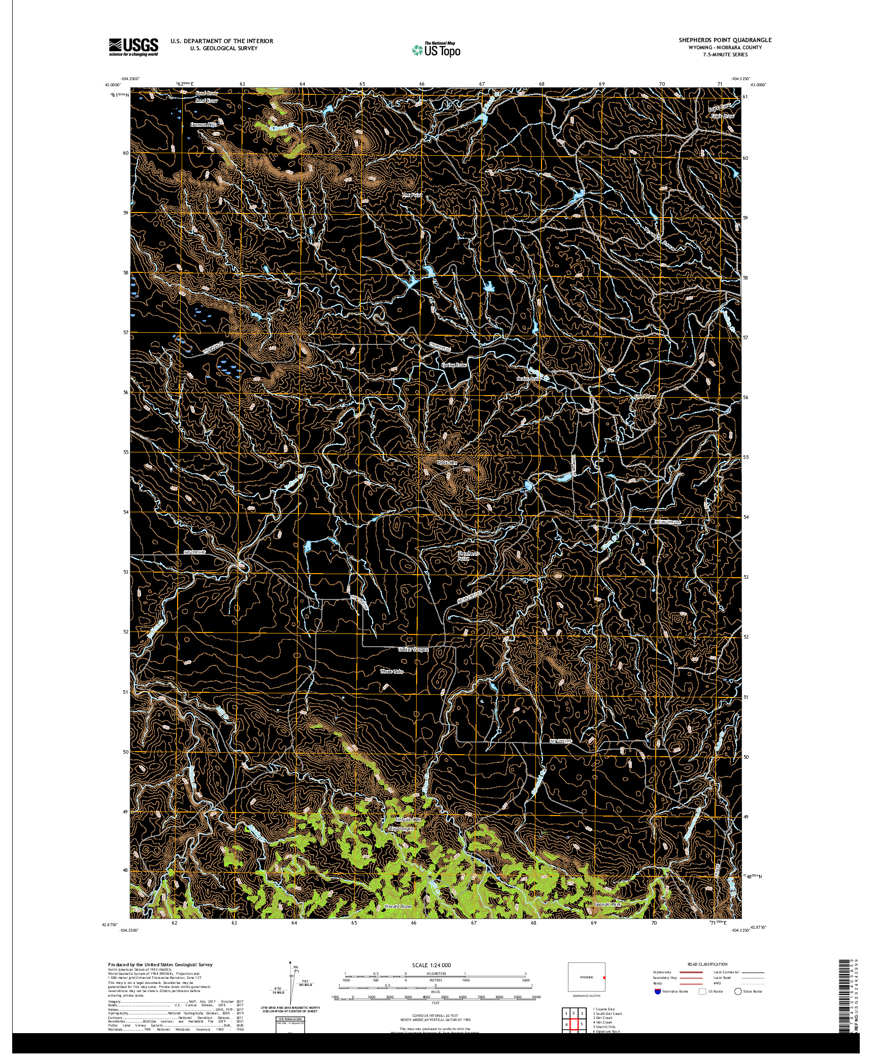 USGS US TOPO 7.5-MINUTE MAP FOR SHEPHERDS POINT, WY 2021