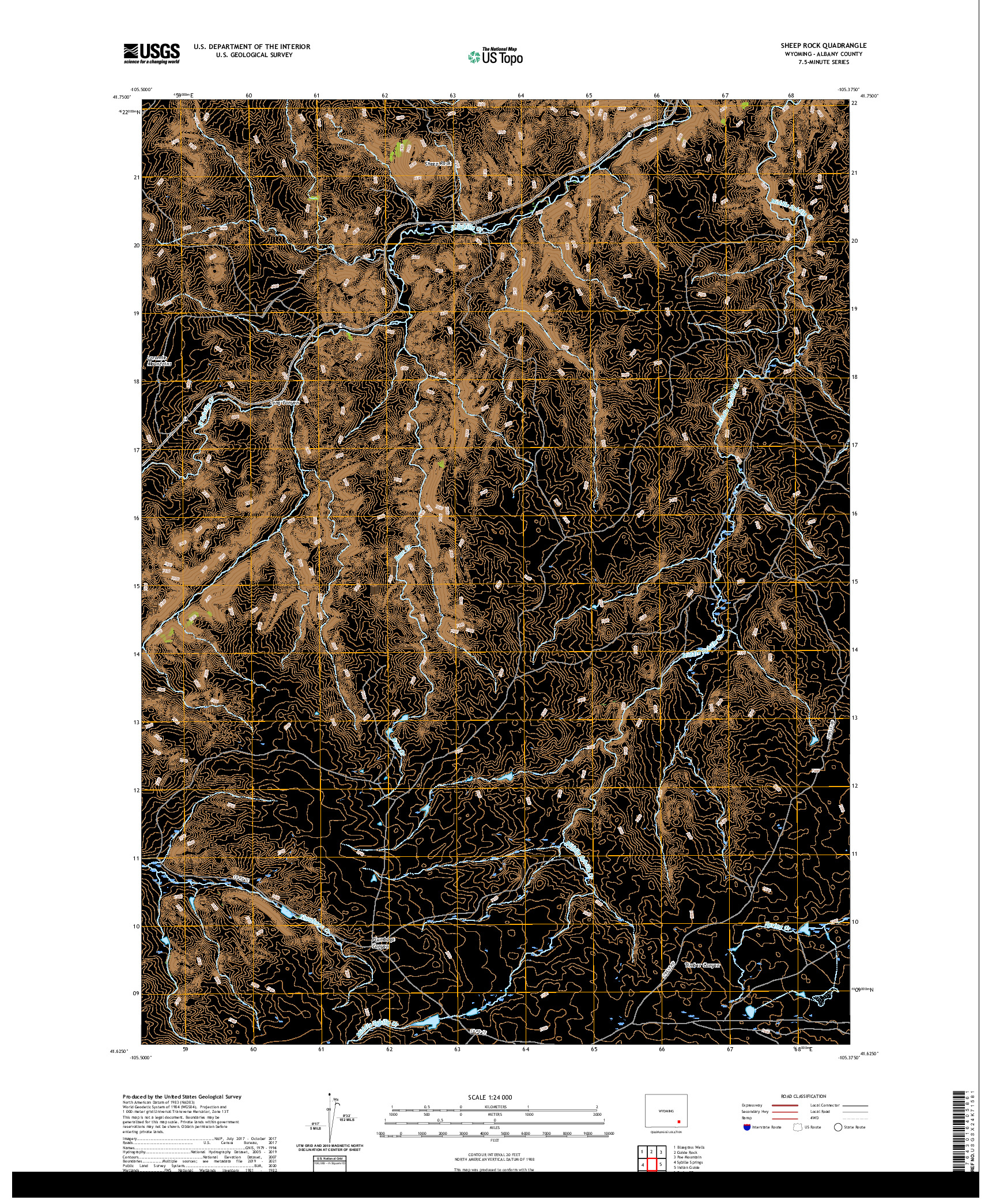 USGS US TOPO 7.5-MINUTE MAP FOR SHEEP ROCK, WY 2021