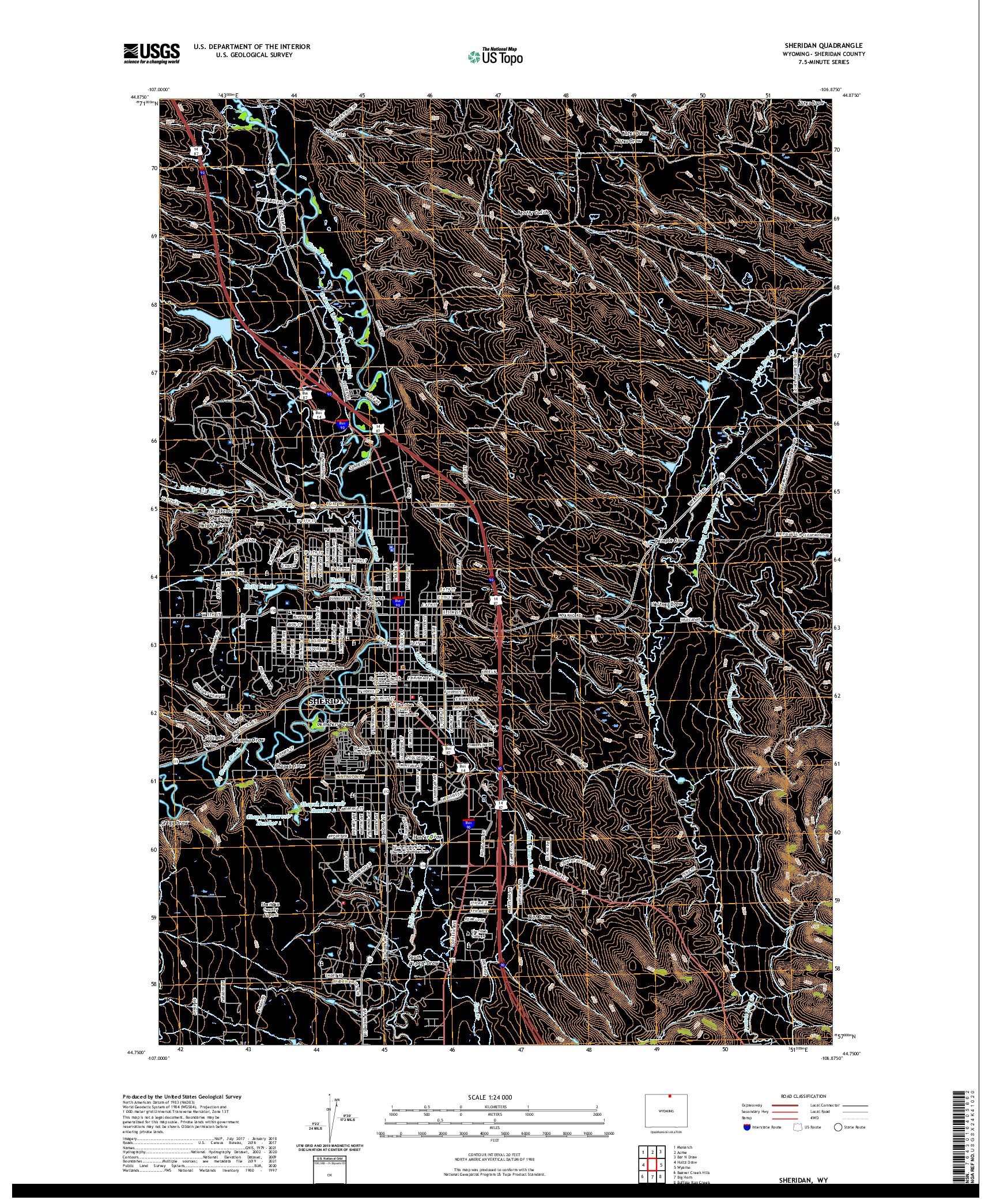 US TOPO 7.5-MINUTE MAP FOR SHERIDAN, WY