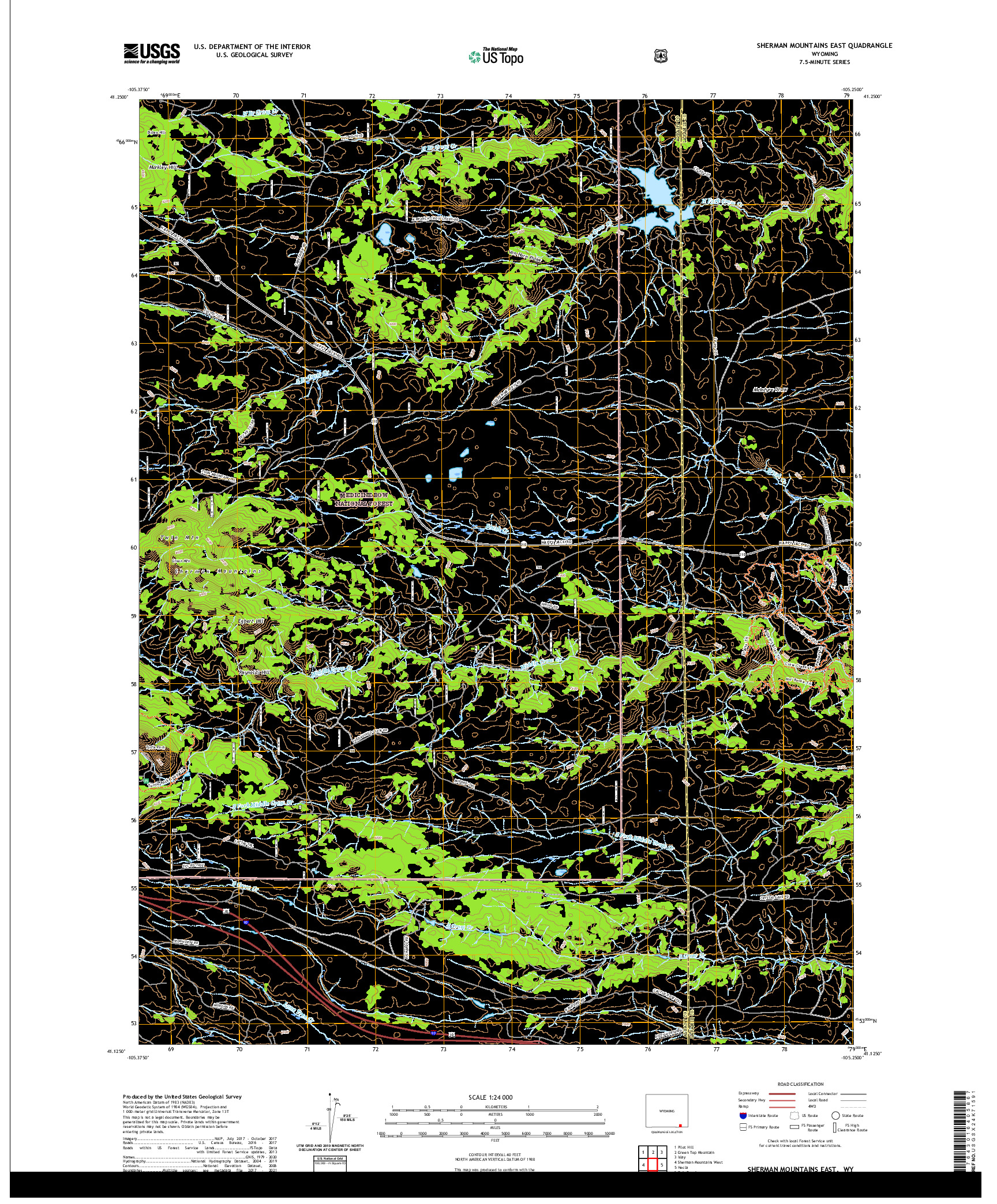 USGS US TOPO 7.5-MINUTE MAP FOR SHERMAN MOUNTAINS EAST, WY 2021