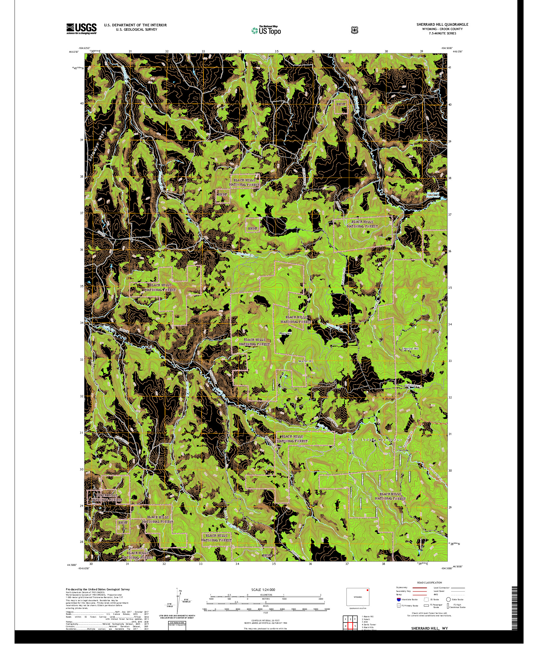USGS US TOPO 7.5-MINUTE MAP FOR SHERRARD HILL, WY 2021