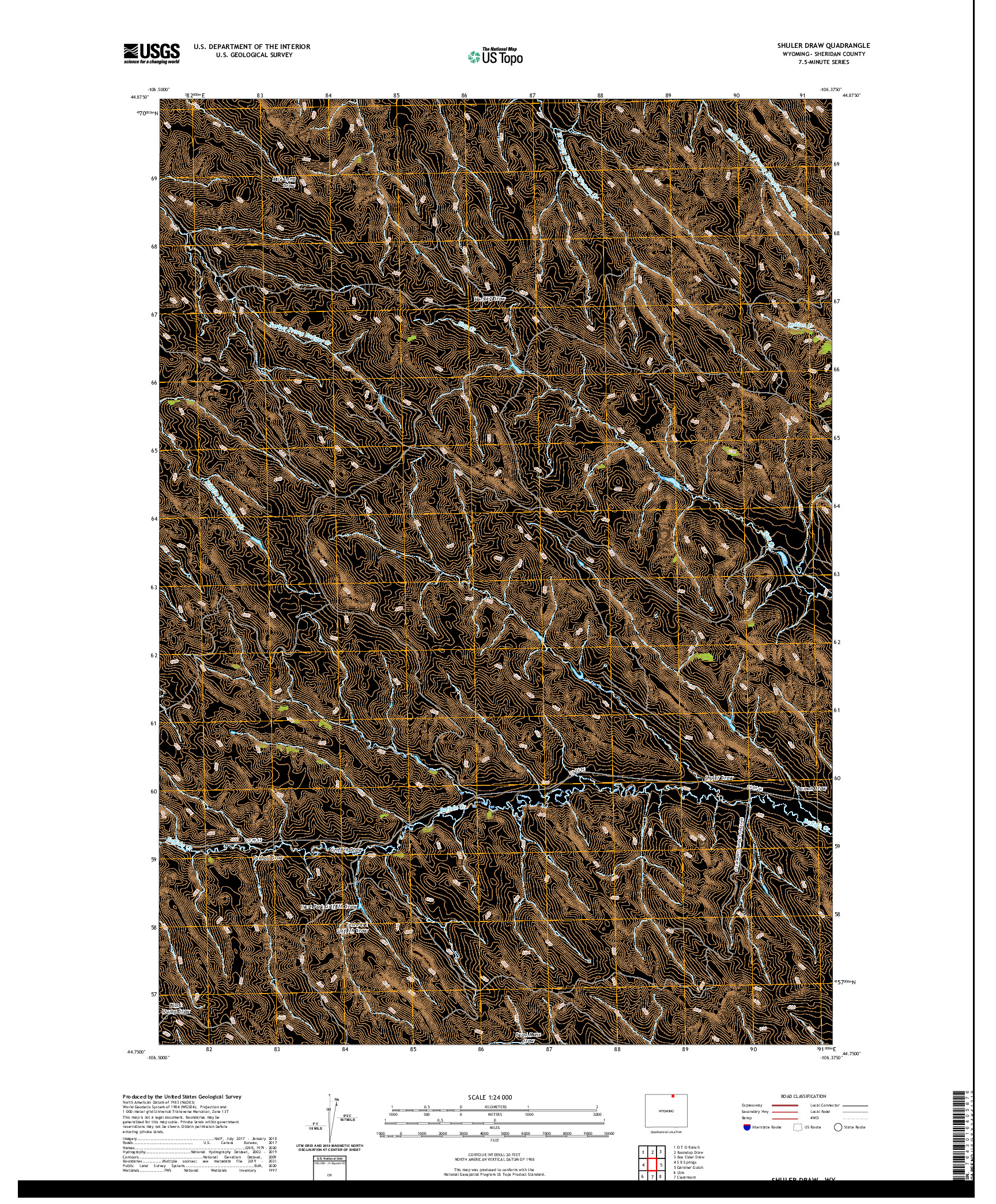 US TOPO 7.5-MINUTE MAP FOR SHULER DRAW, WY