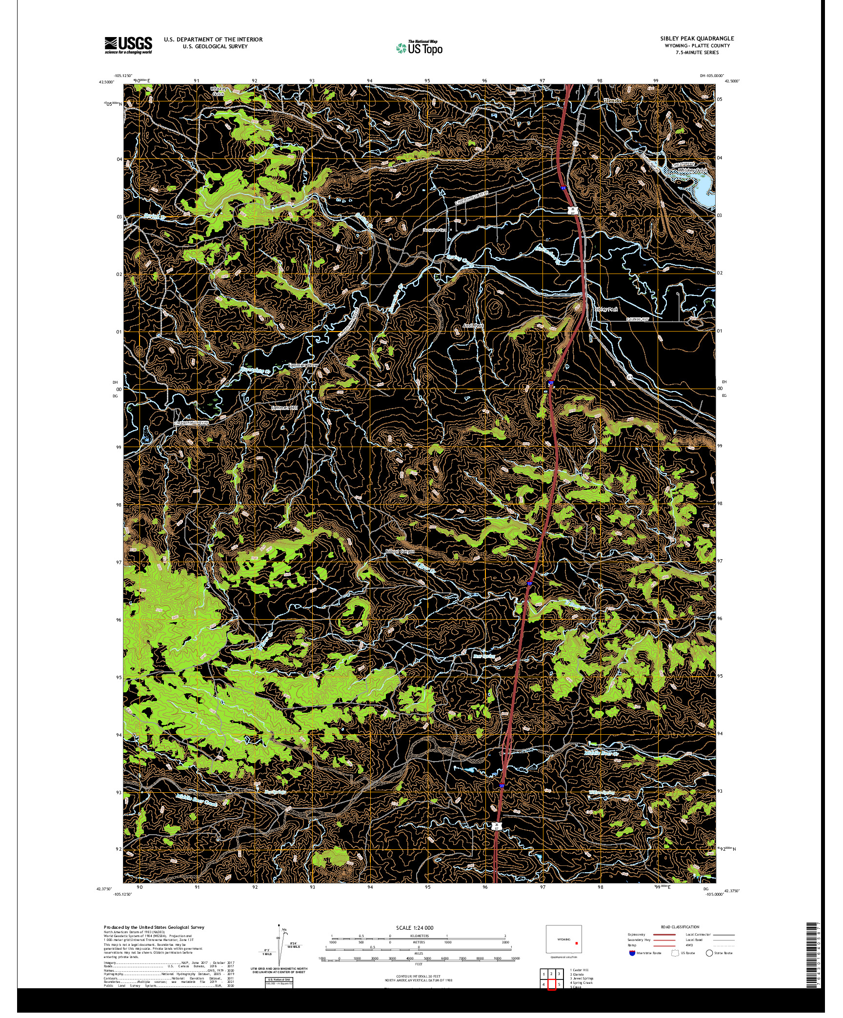 USGS US TOPO 7.5-MINUTE MAP FOR SIBLEY PEAK, WY 2021