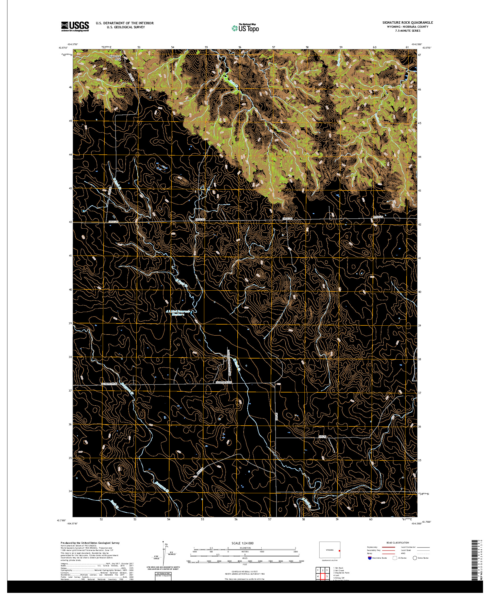 USGS US TOPO 7.5-MINUTE MAP FOR SIGNATURE ROCK, WY 2021